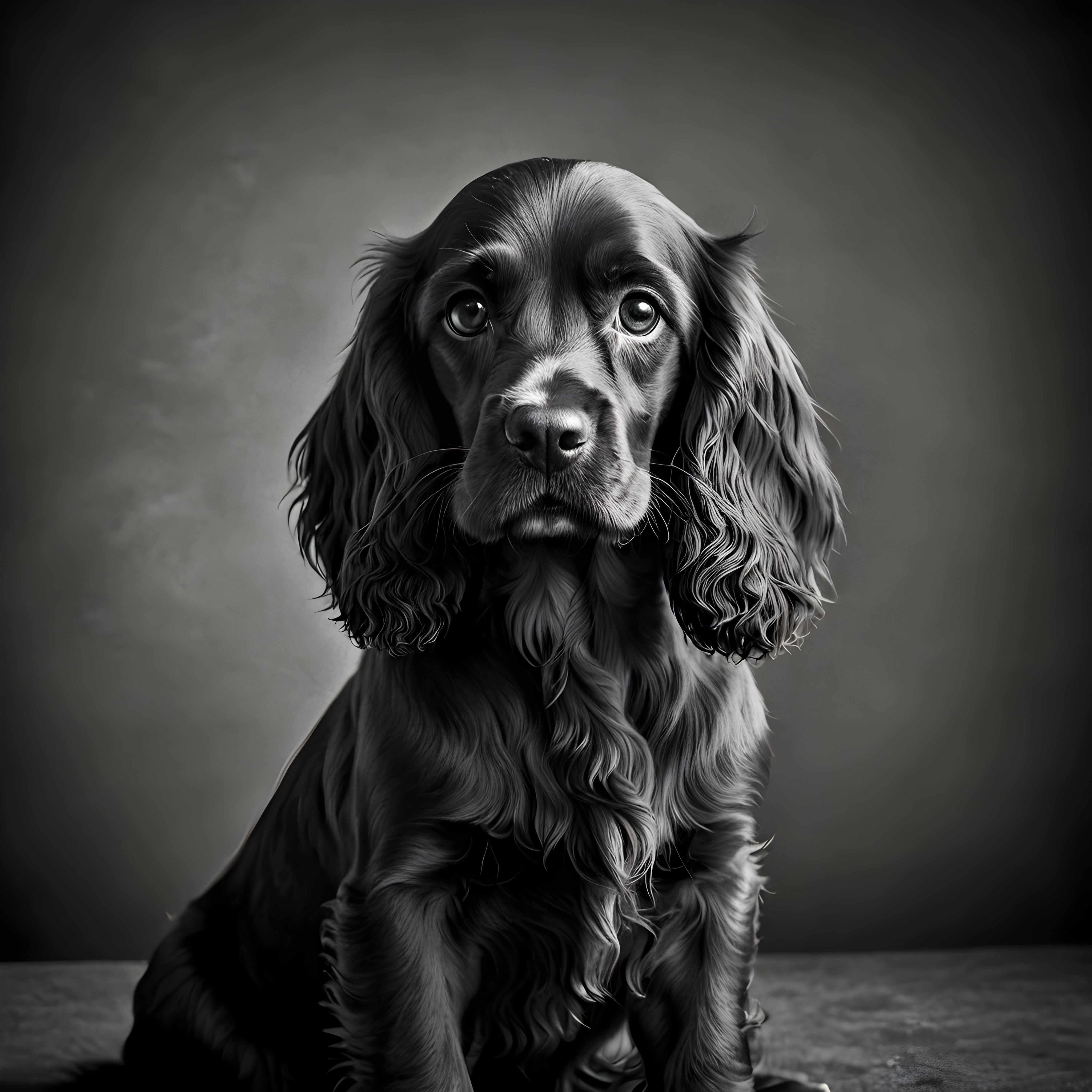 Cocker Spaniel — Black & White (Cute)