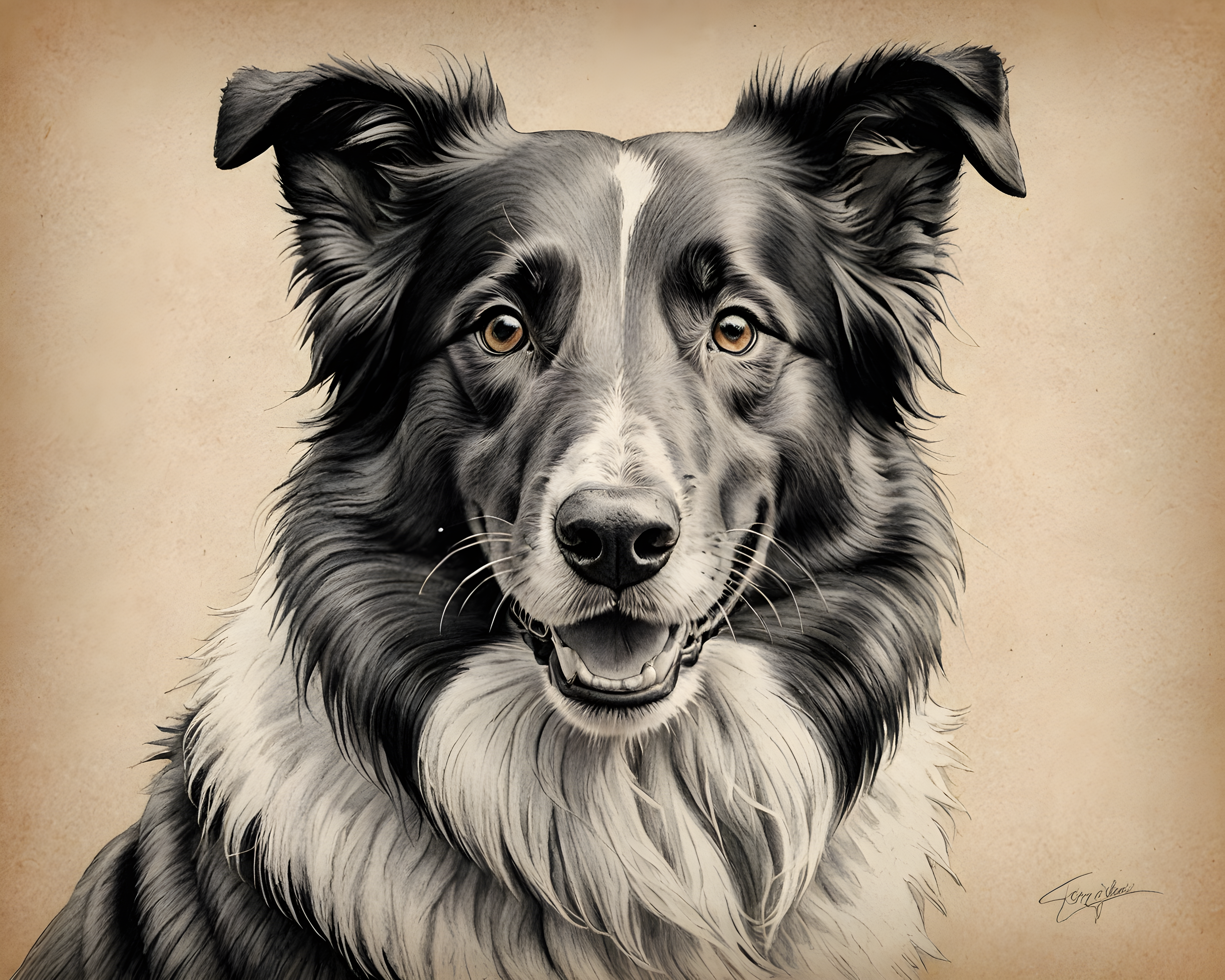 Collie — Pencil Sketch (Happy)