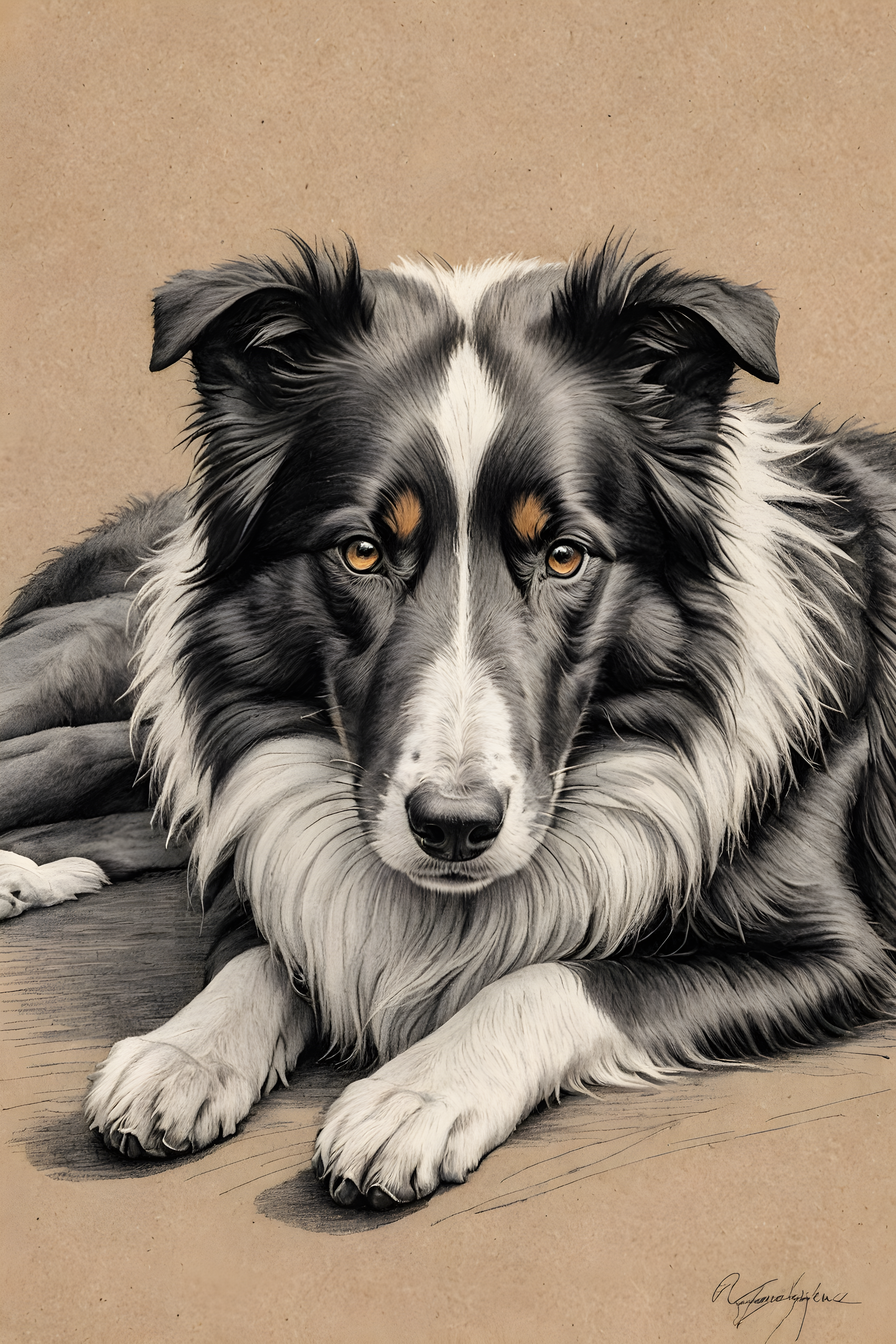 Collie — Pencil Sketch (Sleepy)