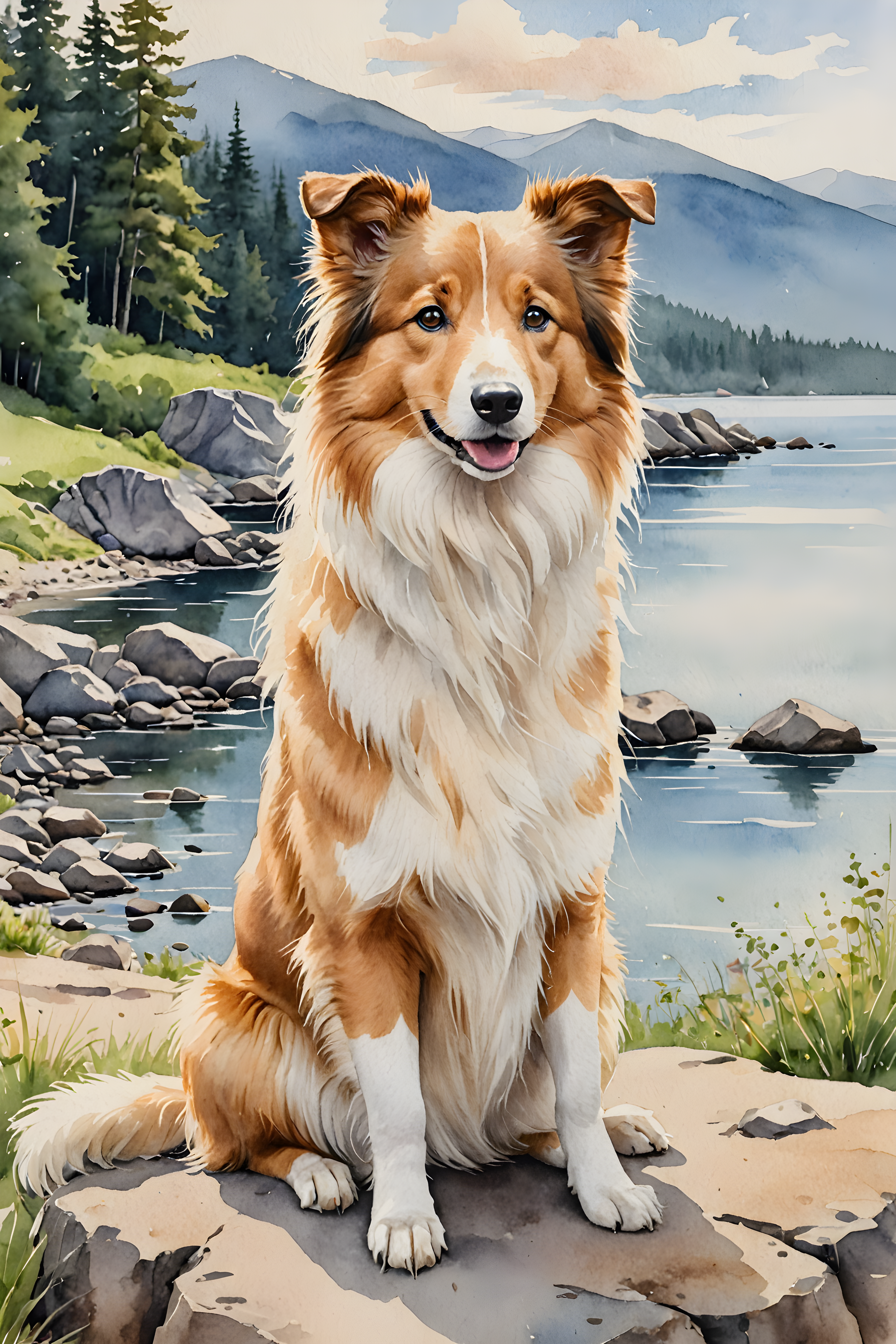 Collie — Watercolor (Cute)