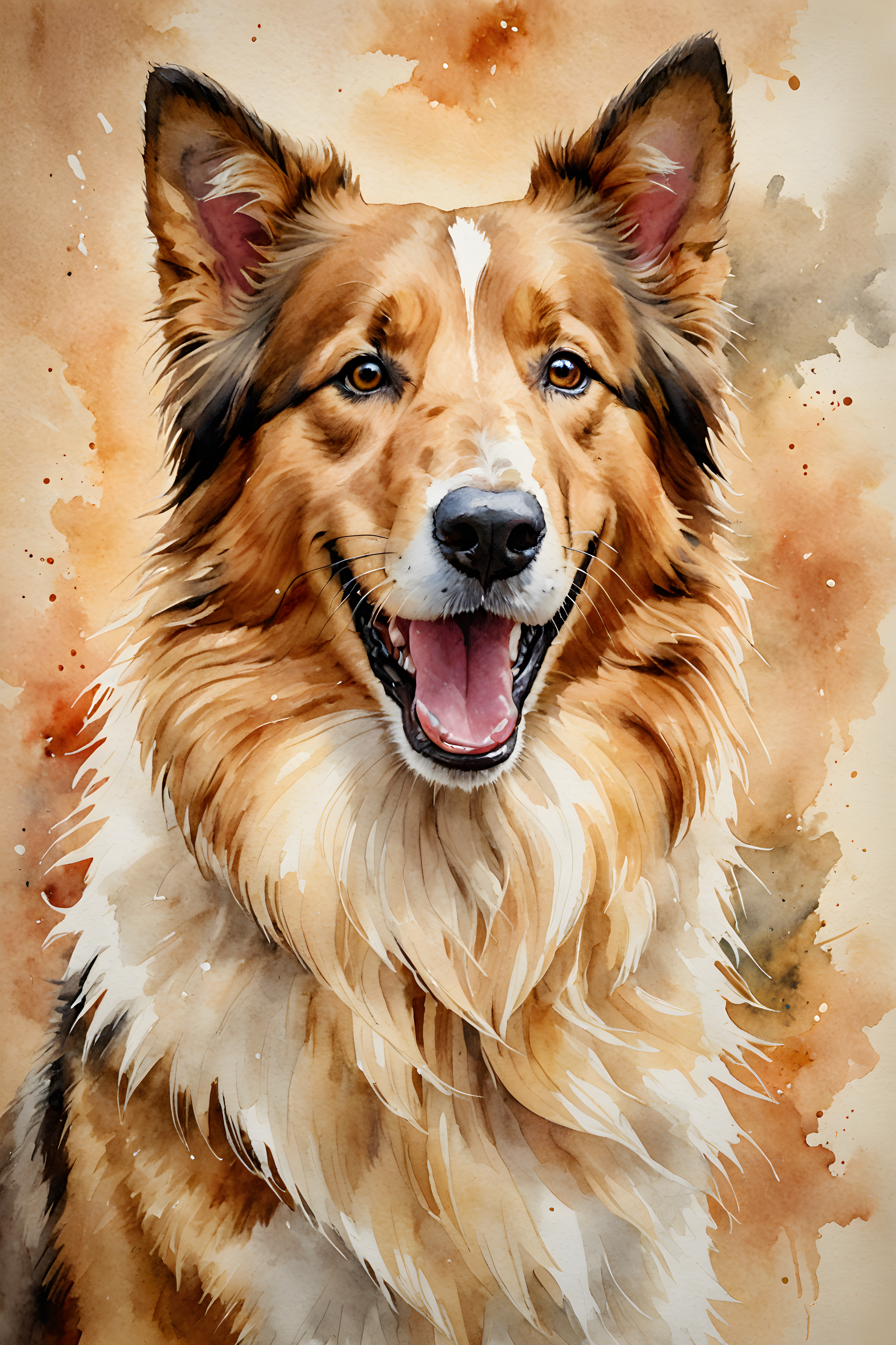 Collie — Watercolor (Happy)