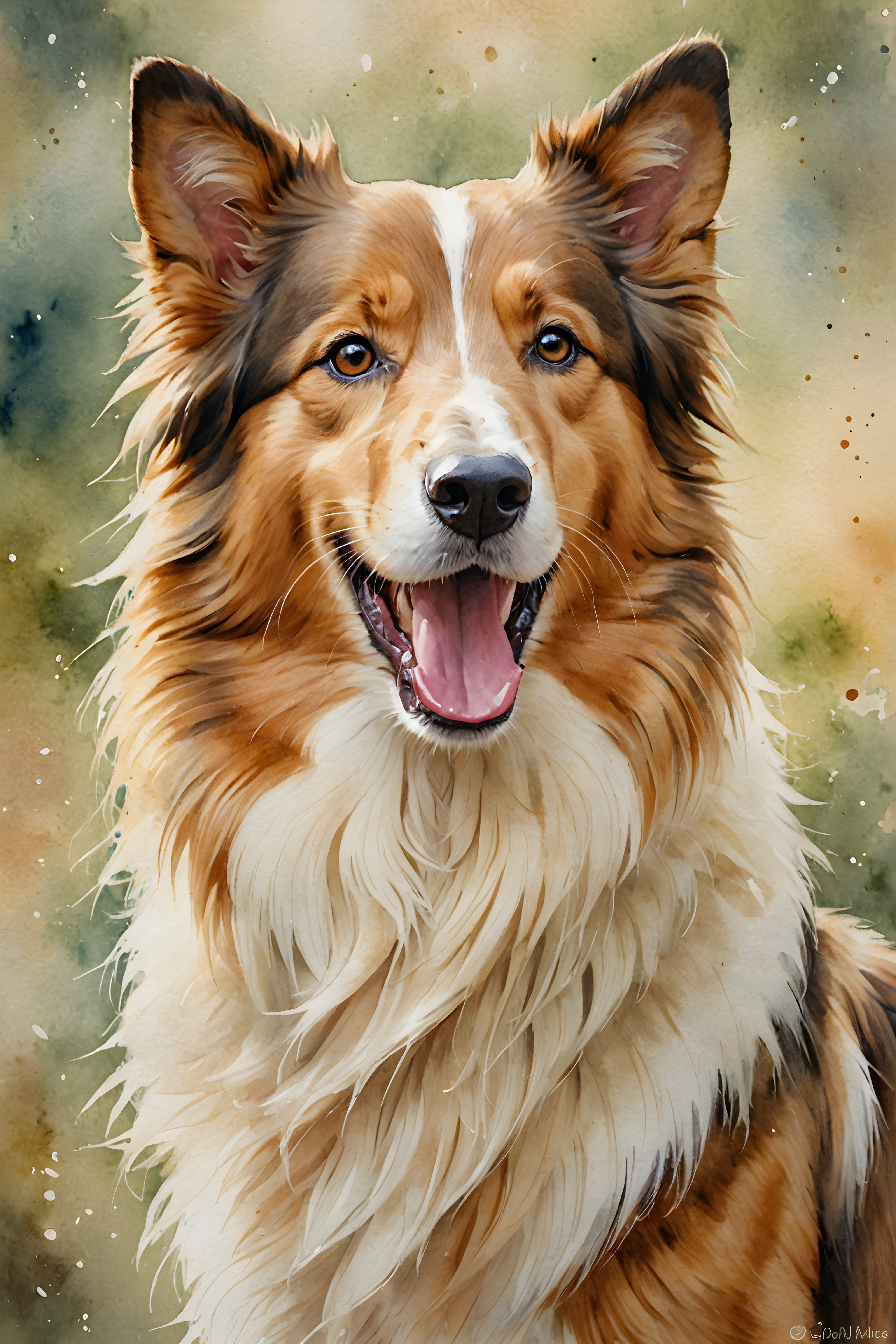 Collie — Watercolor (Happy)