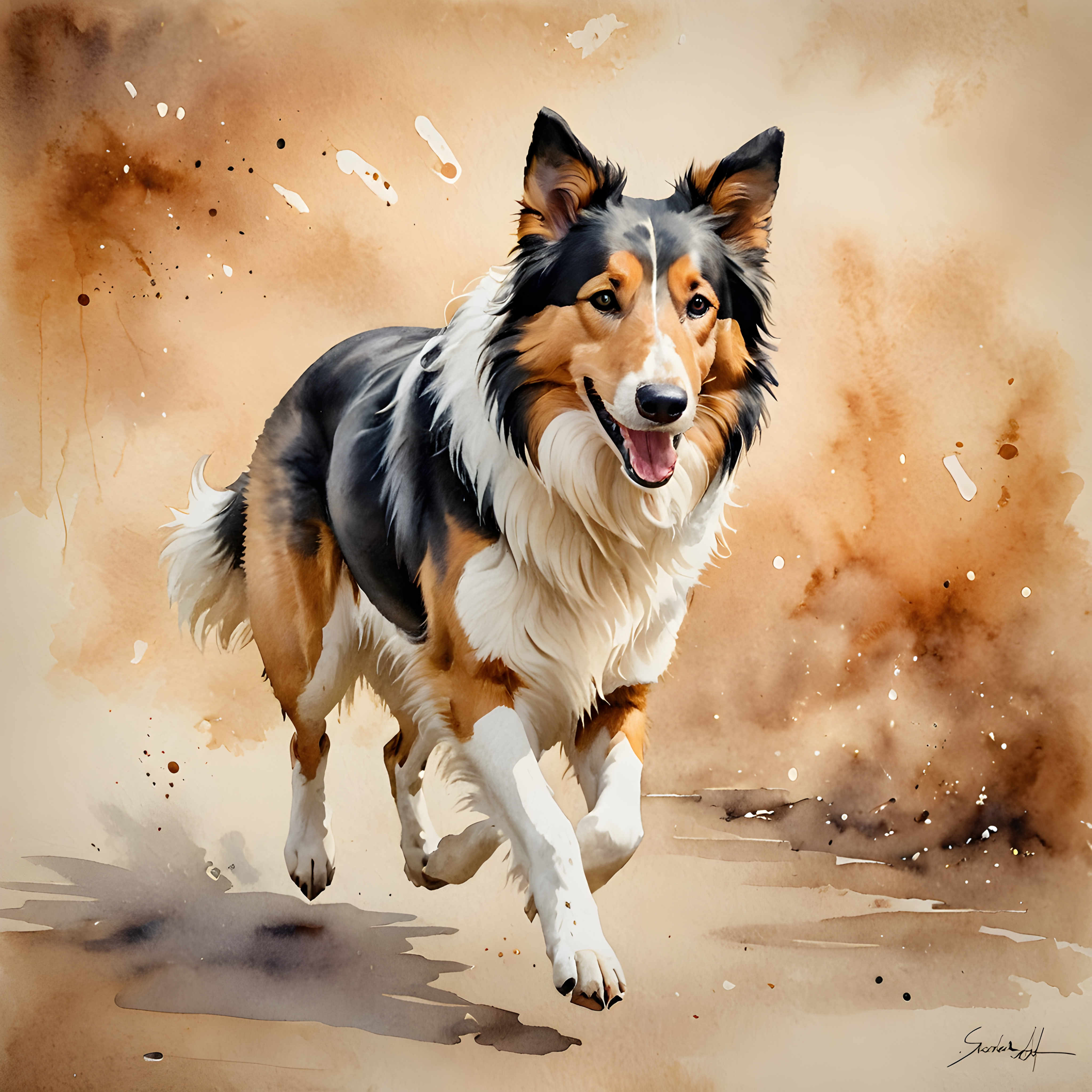 Collie — Watercolor (Romantic)