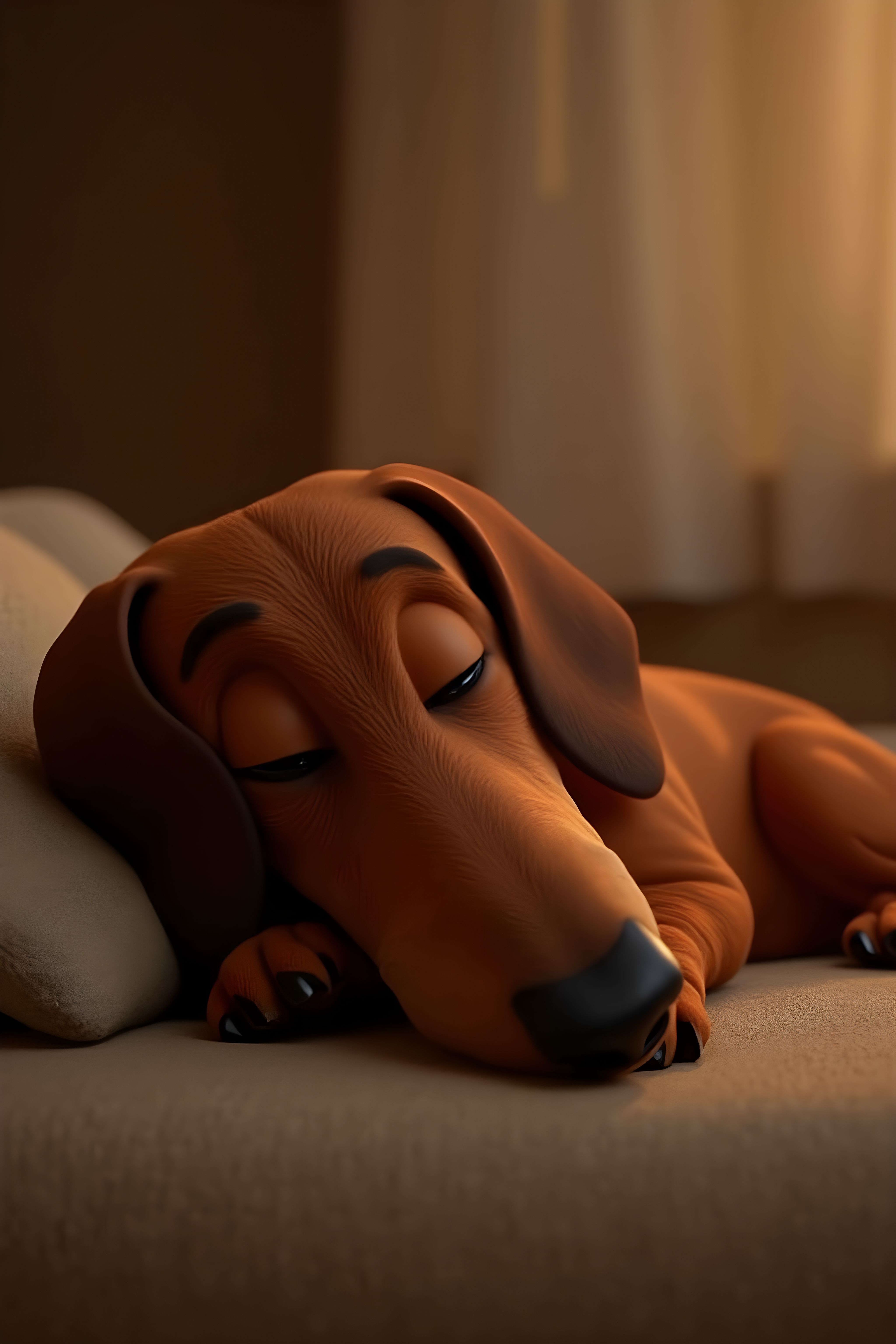 Dachshund — 3D Render (Sleepy)