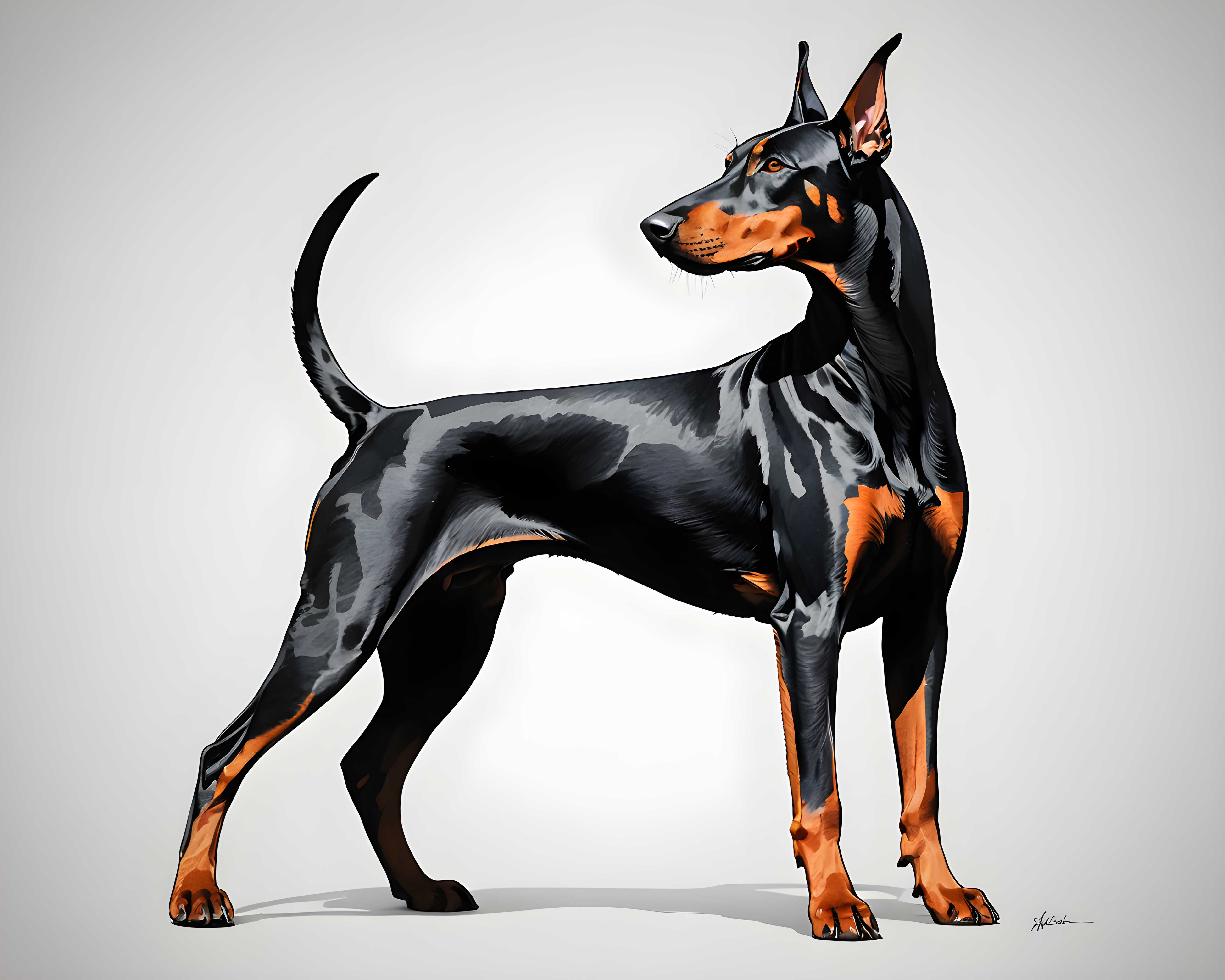 Doberman Pinscher — Minimalist Line Art (Energetic)