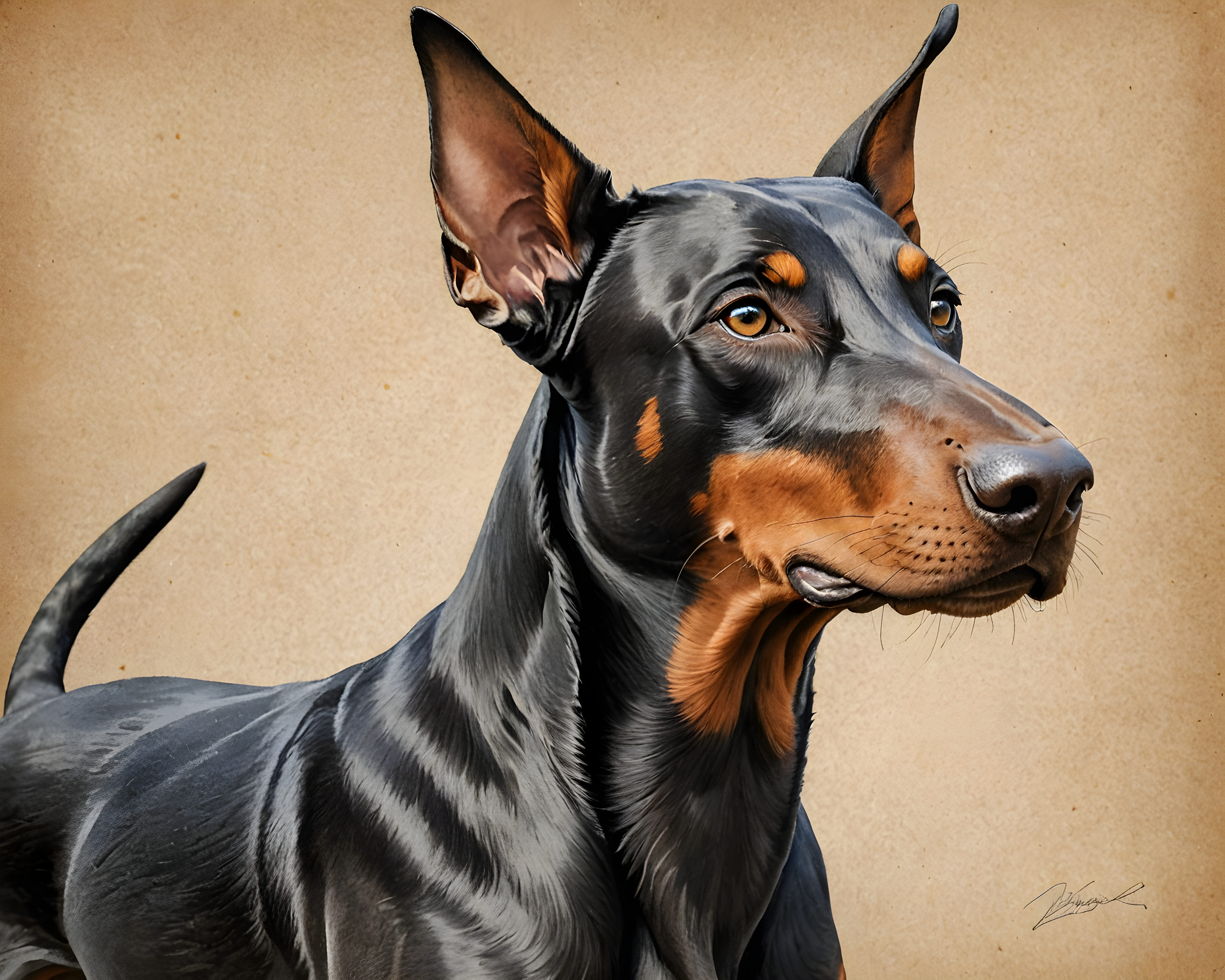 Doberman Pinscher — Pencil Sketch (Energetic)