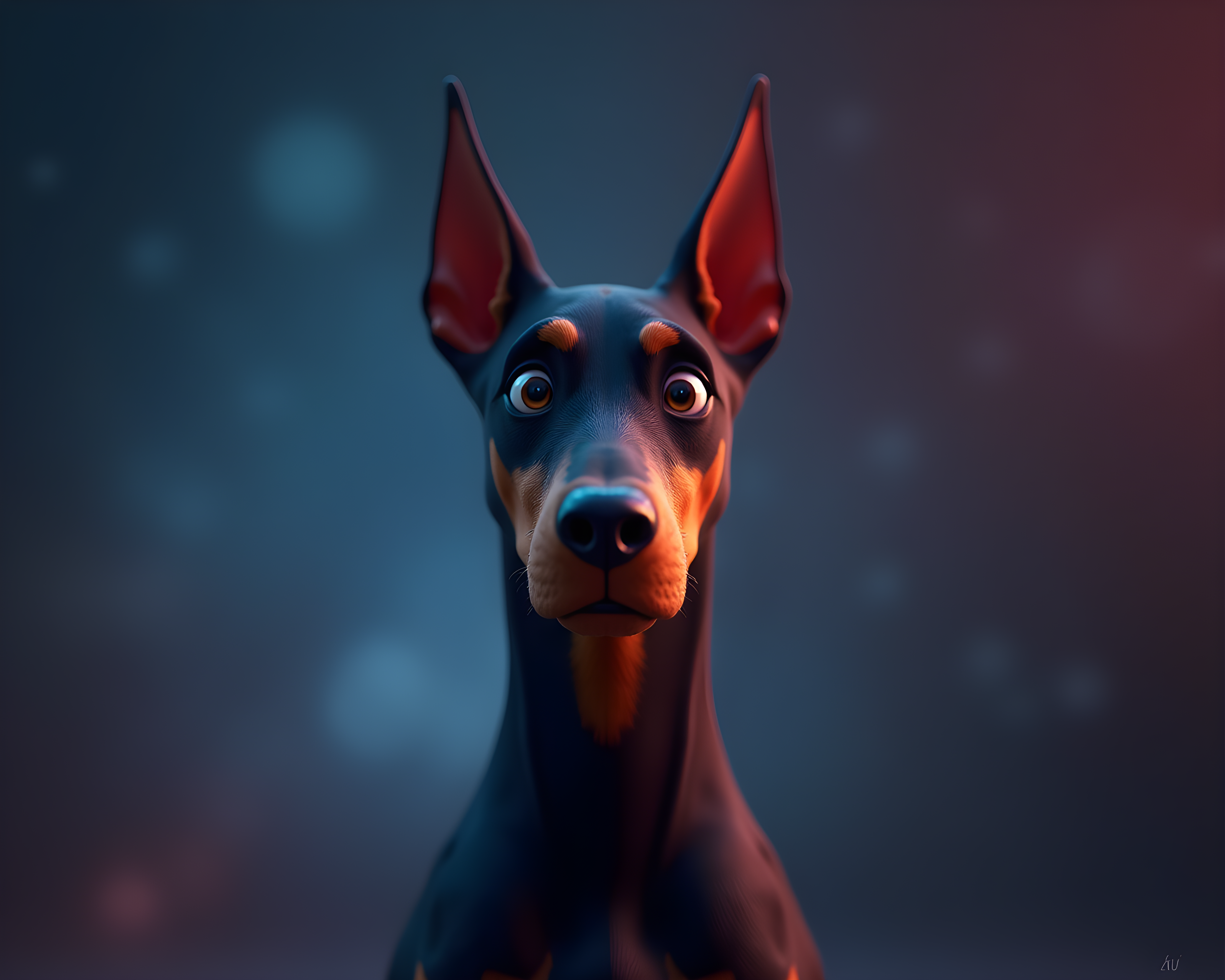 Doberman Pinscher — 3D Render (Fantasy)