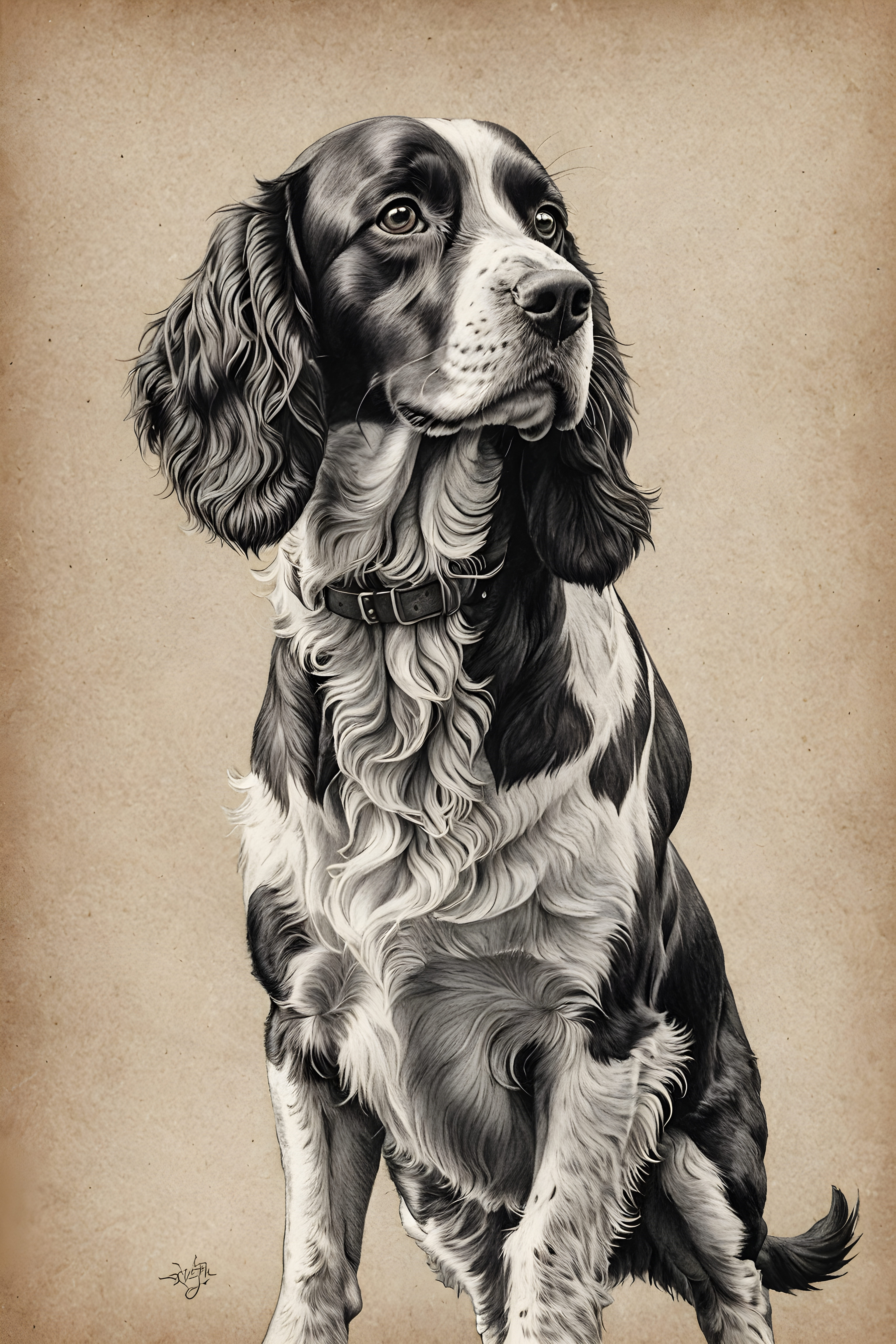 English Springer Spaniel — Pencil Sketch (Funny)