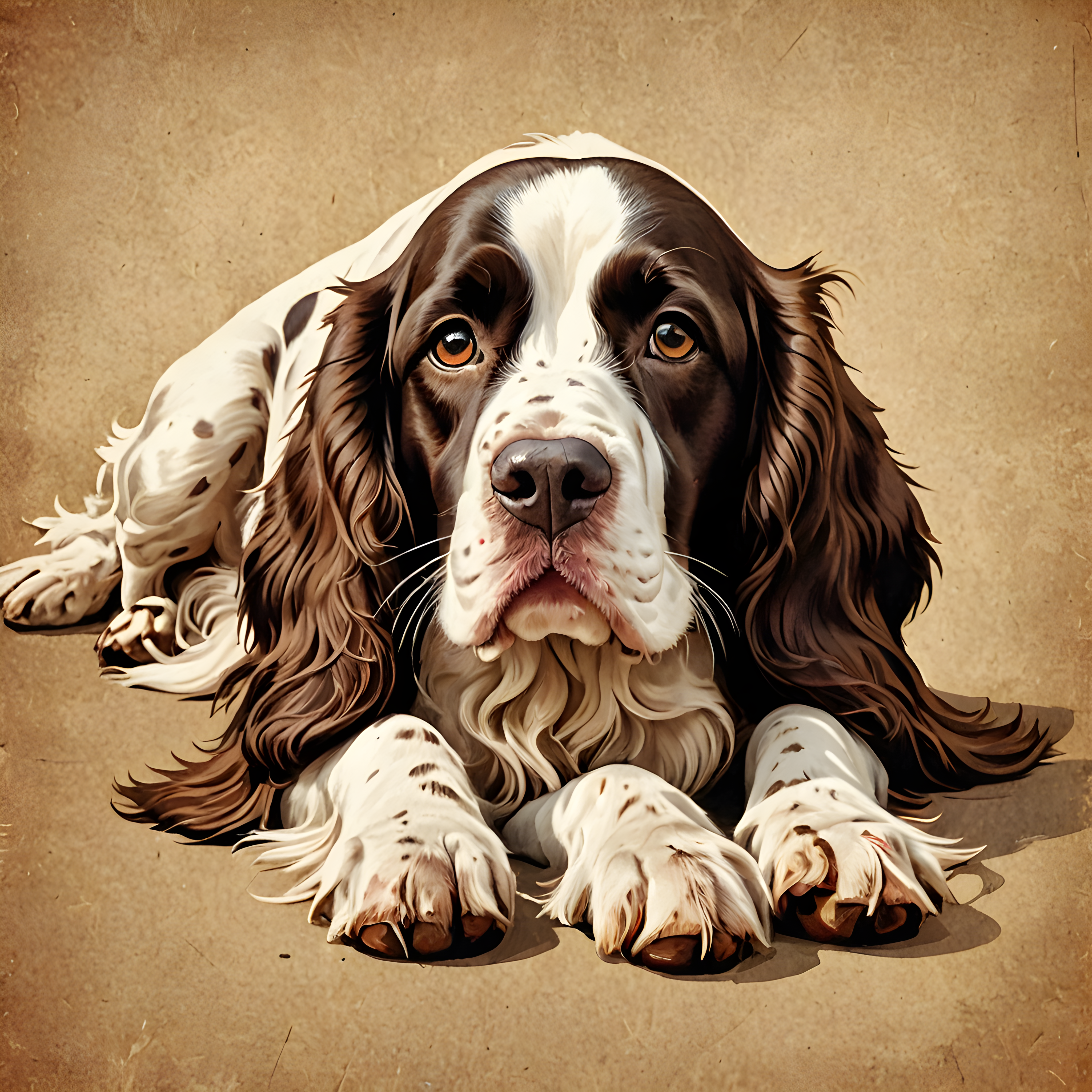 English Springer Spaniel — Vintage Poster (Energetic)