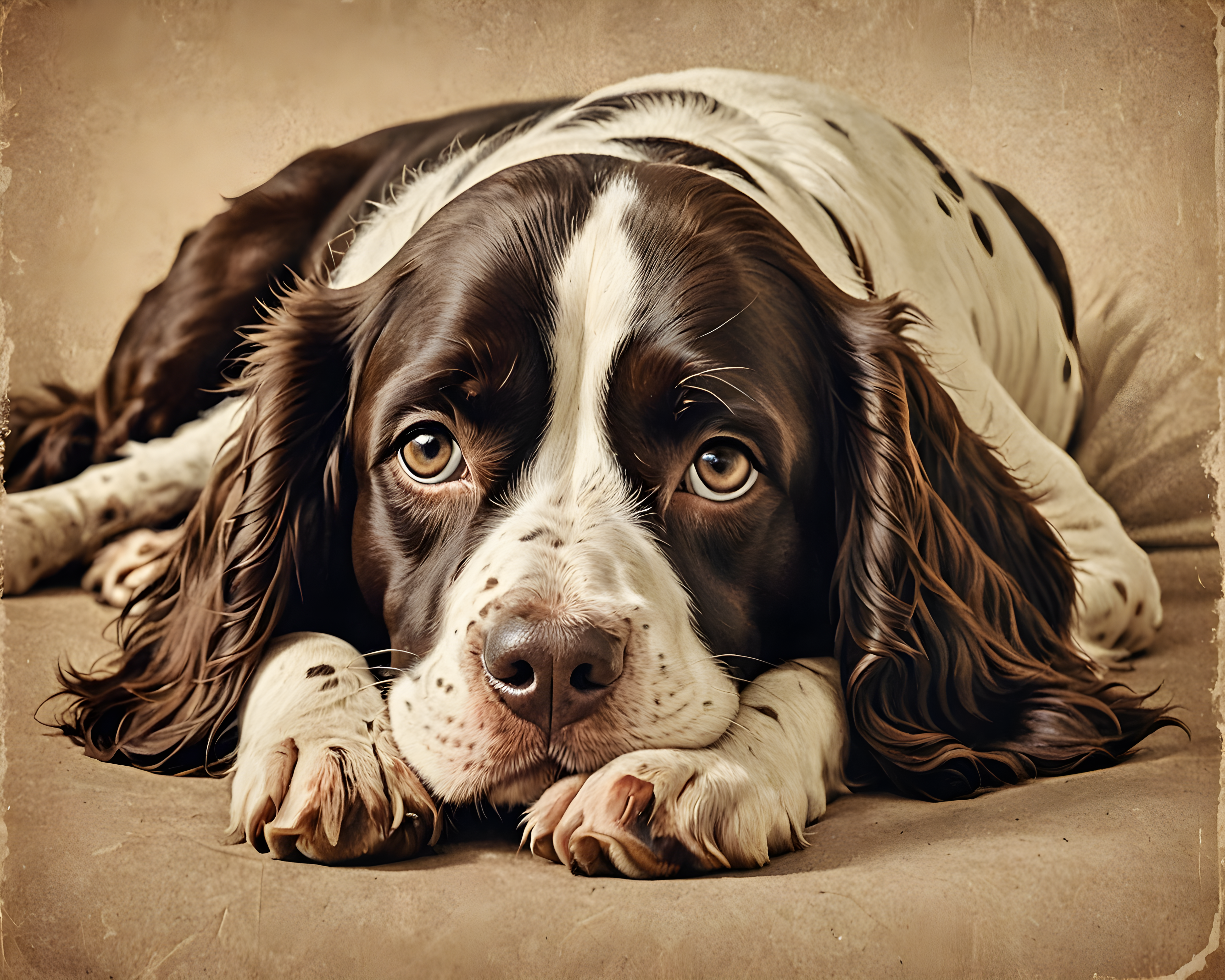 English Springer Spaniel — Vintage Poster (Sleepy)