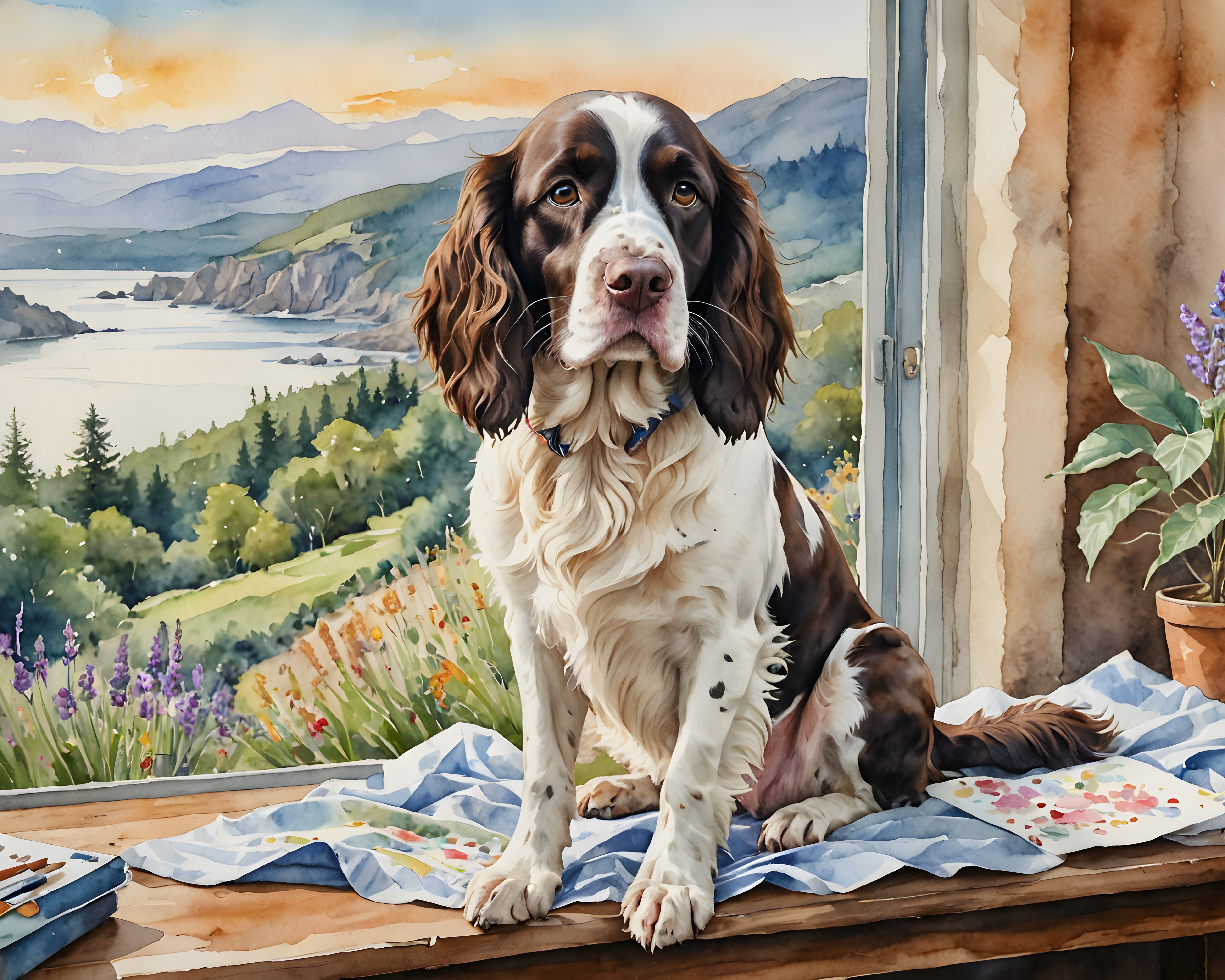 English Springer Spaniel — Watercolor (Fantasy)