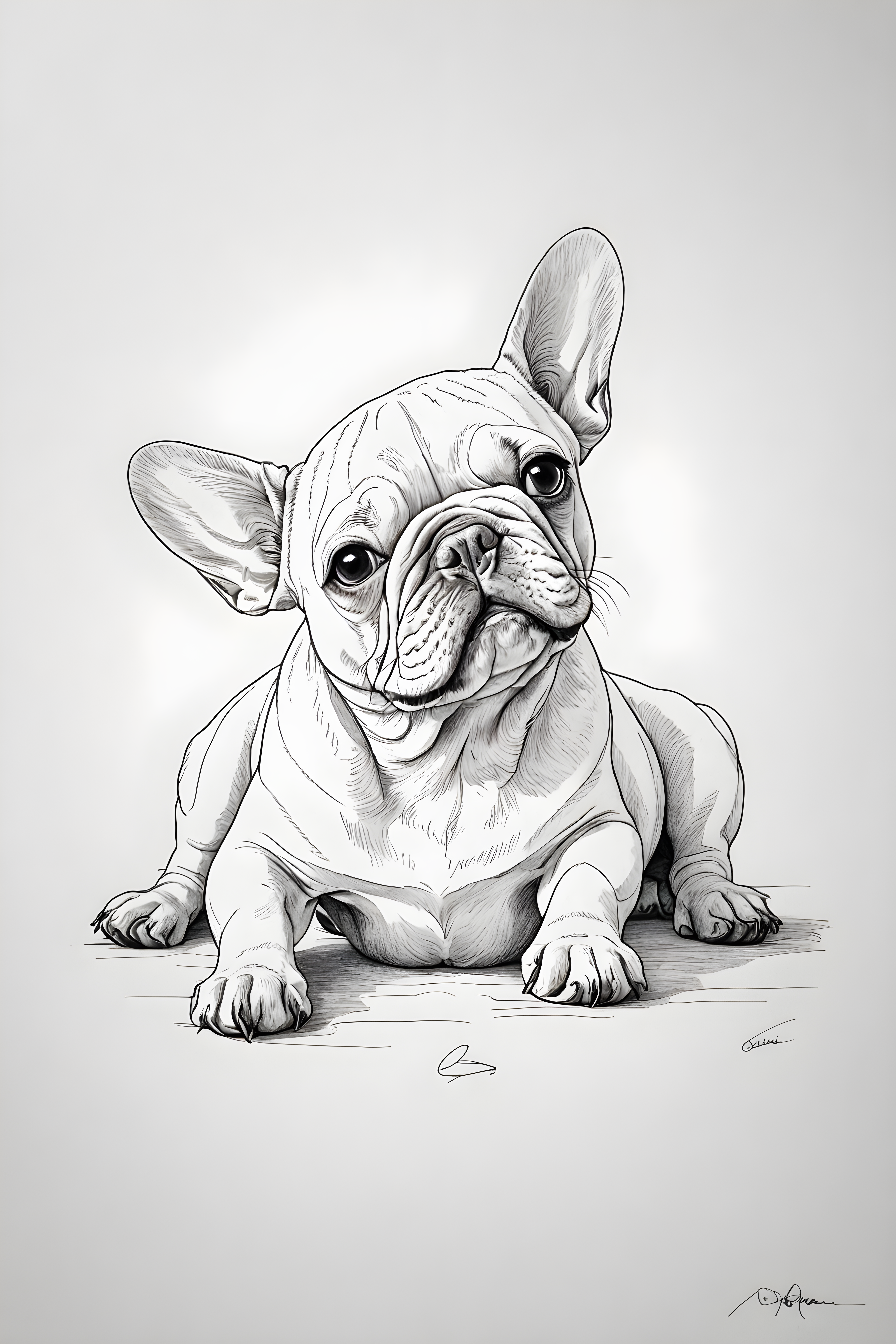 French Bulldog — Minimalist Line Art (Sleepy)