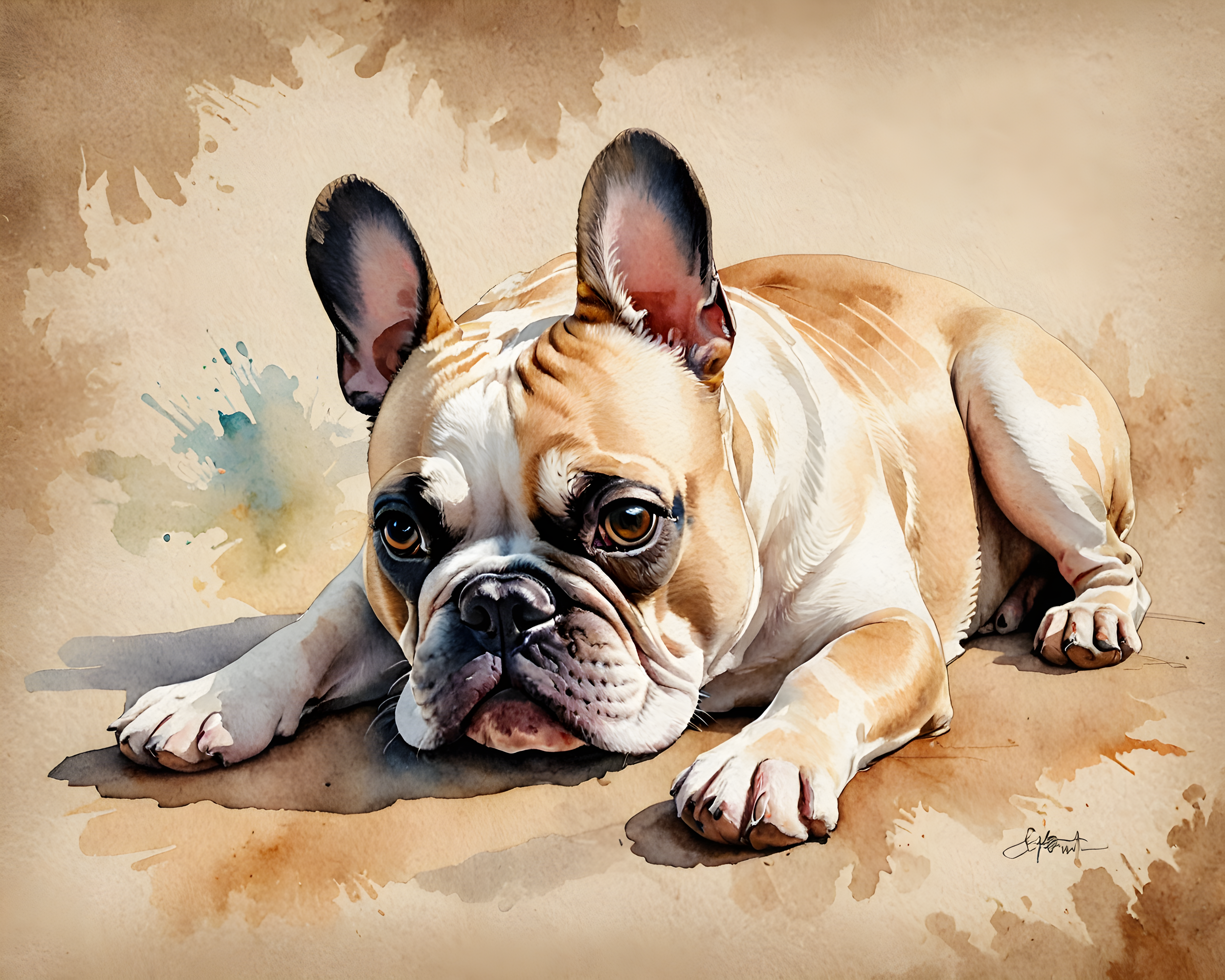 French Bulldog — Watercolor (Energetic)