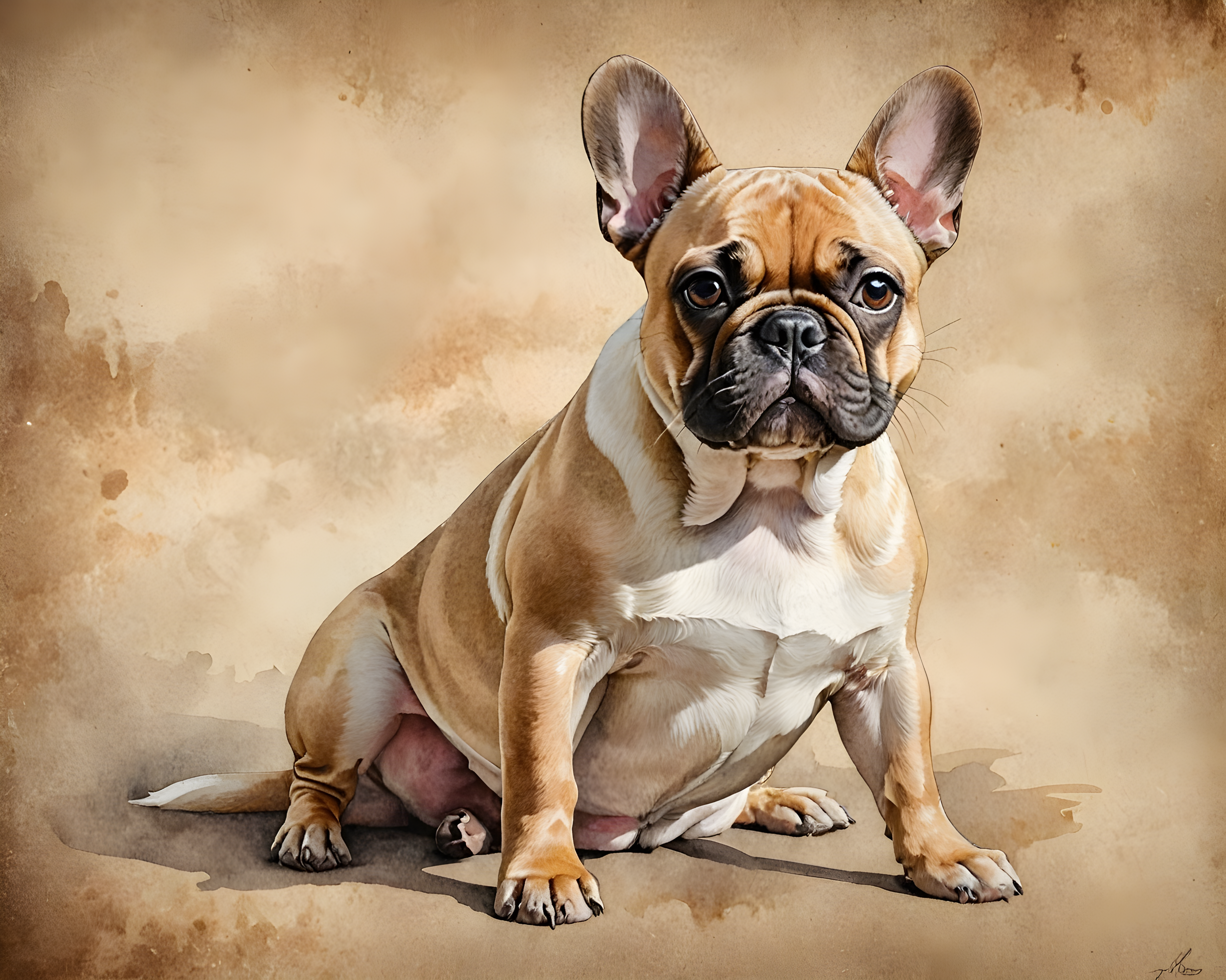 French Bulldog — Watercolor (Romantic)