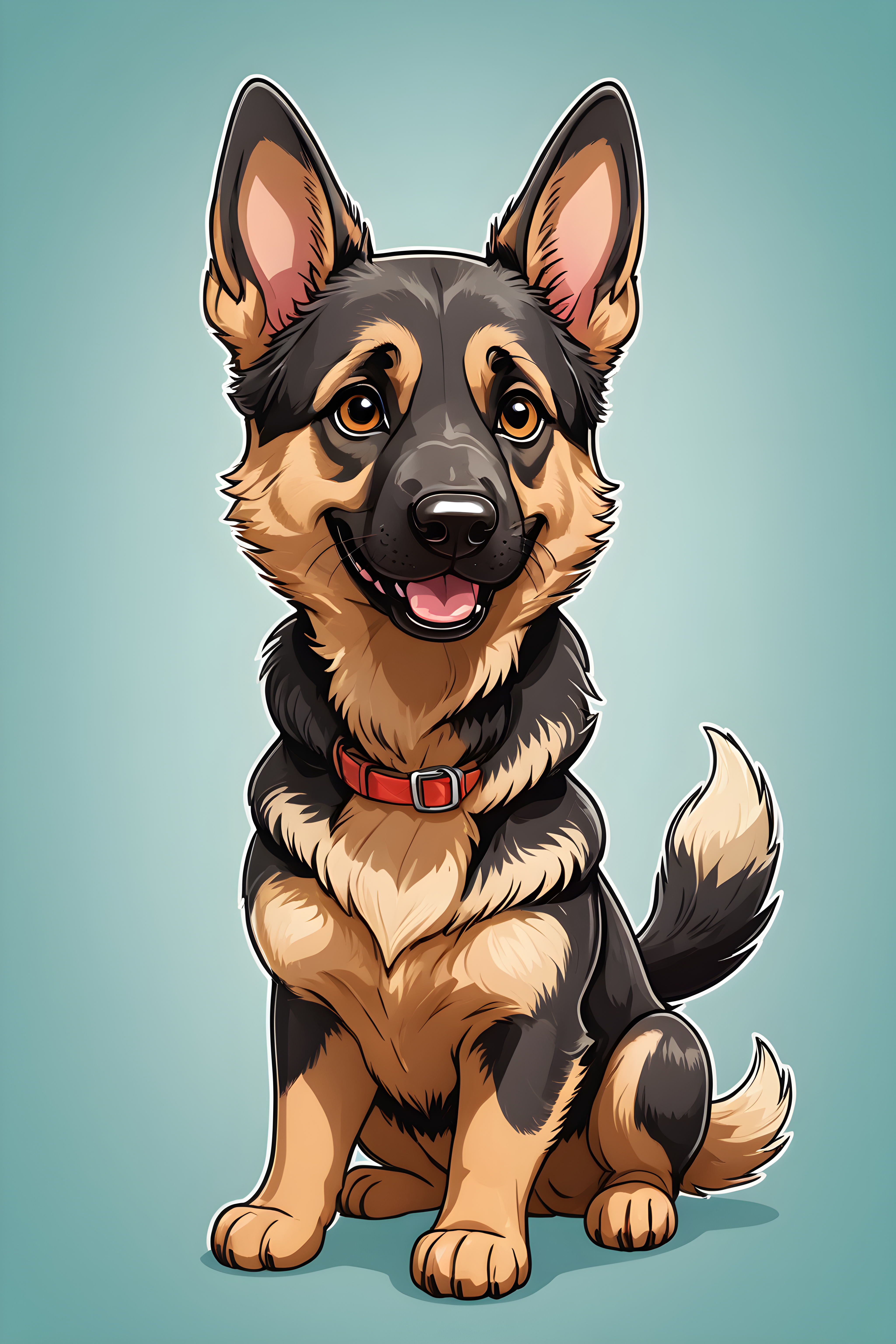 German Shepherd — Cartoon / Kawaii (Energetic)