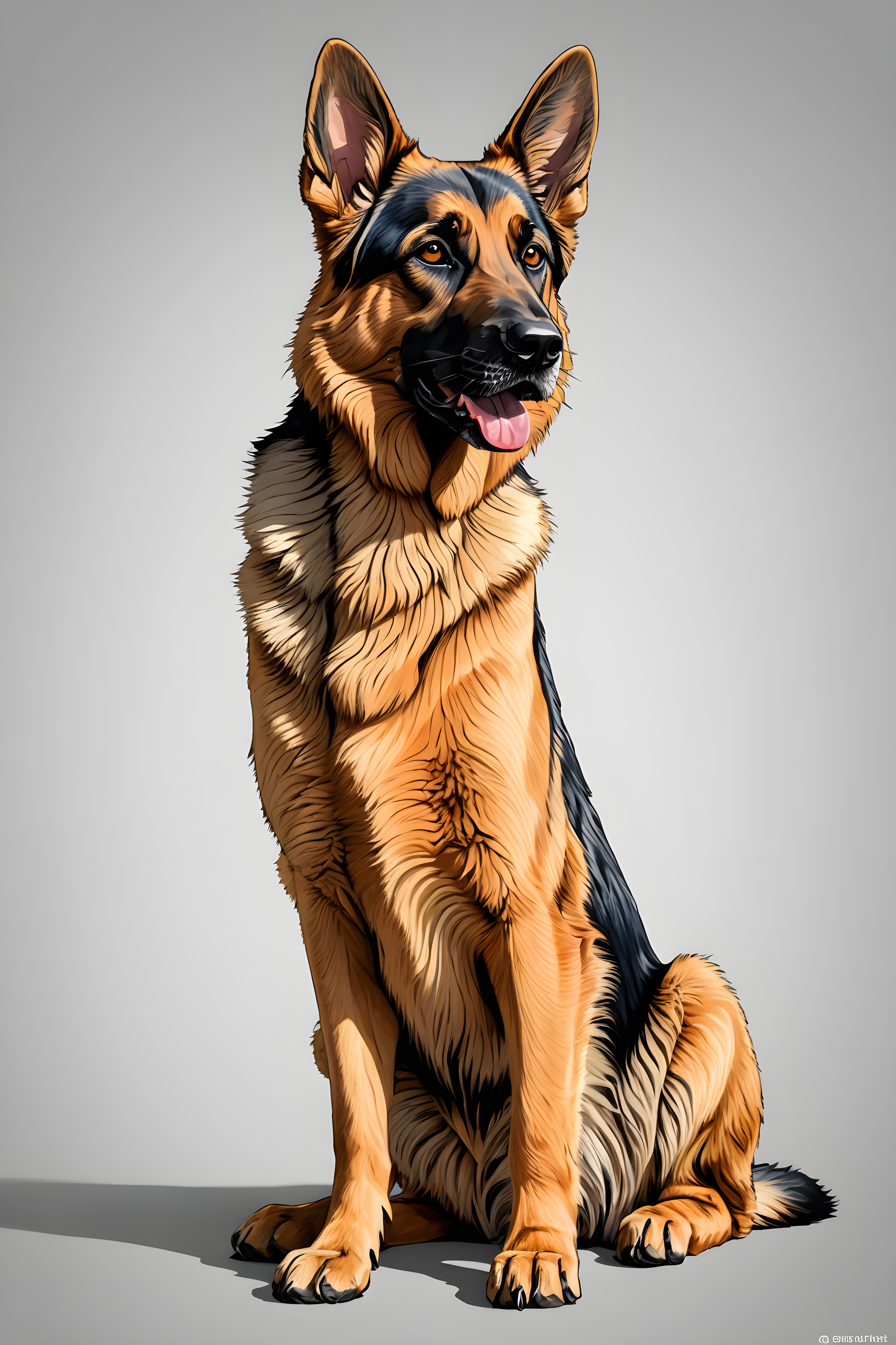 German Shepherd — Line Art (Energetic)