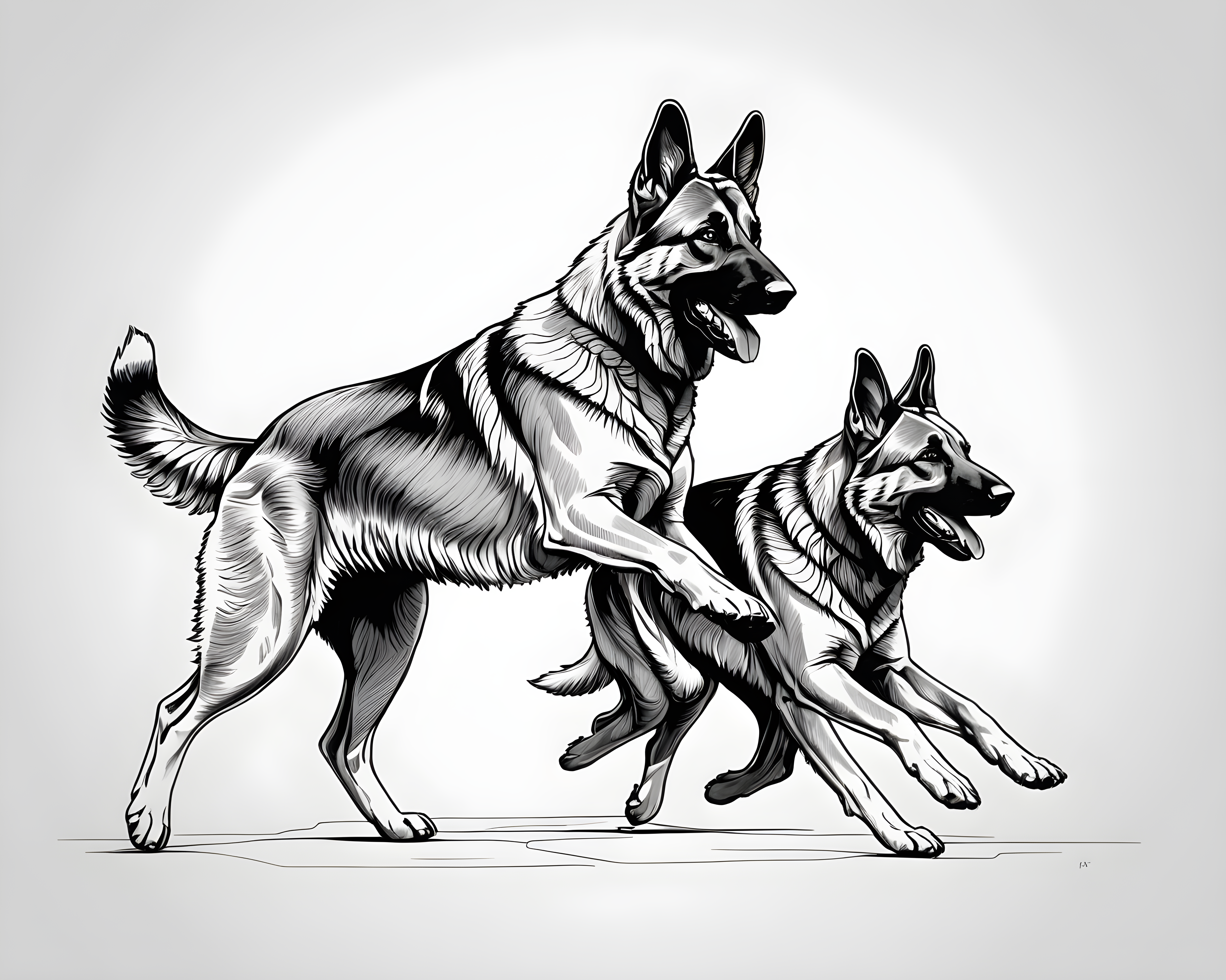 German Shepherd — Minimalist Line Art (Energetic)