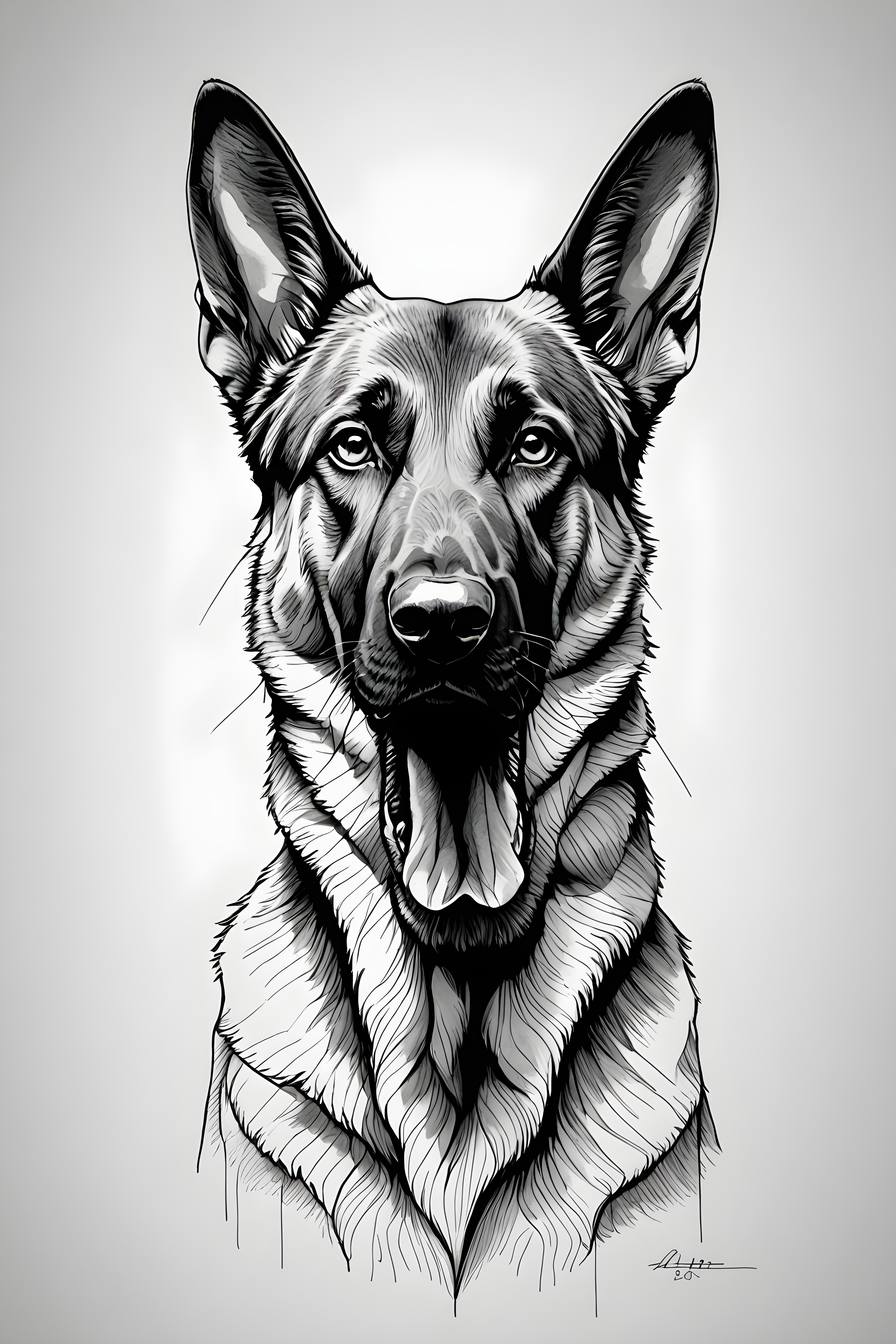 German Shepherd — Minimalist Line Art (Fantasy)