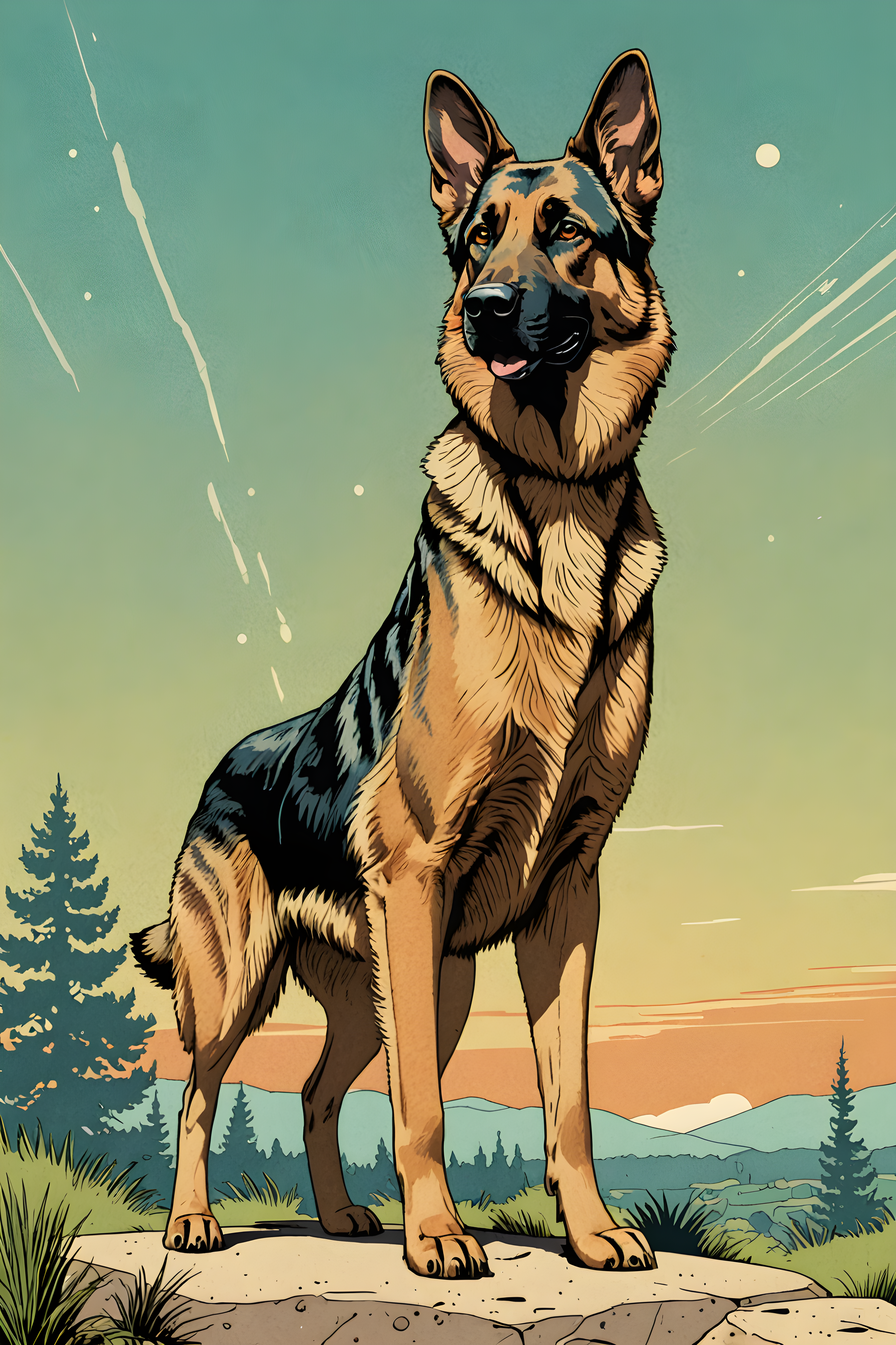German Shepherd — Retro (Fantasy)