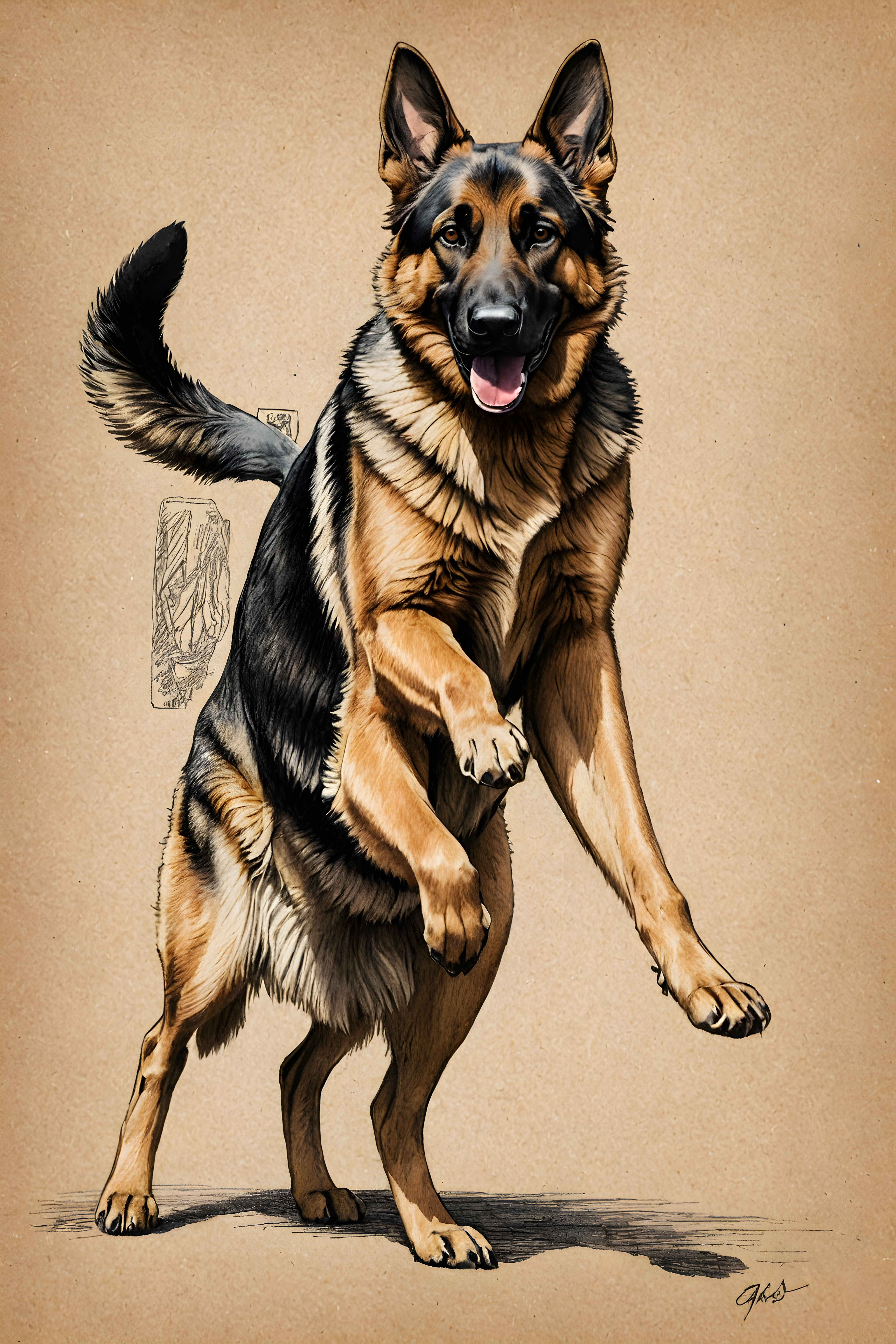 German Shepherd — Pencil Sketch (Energetic)