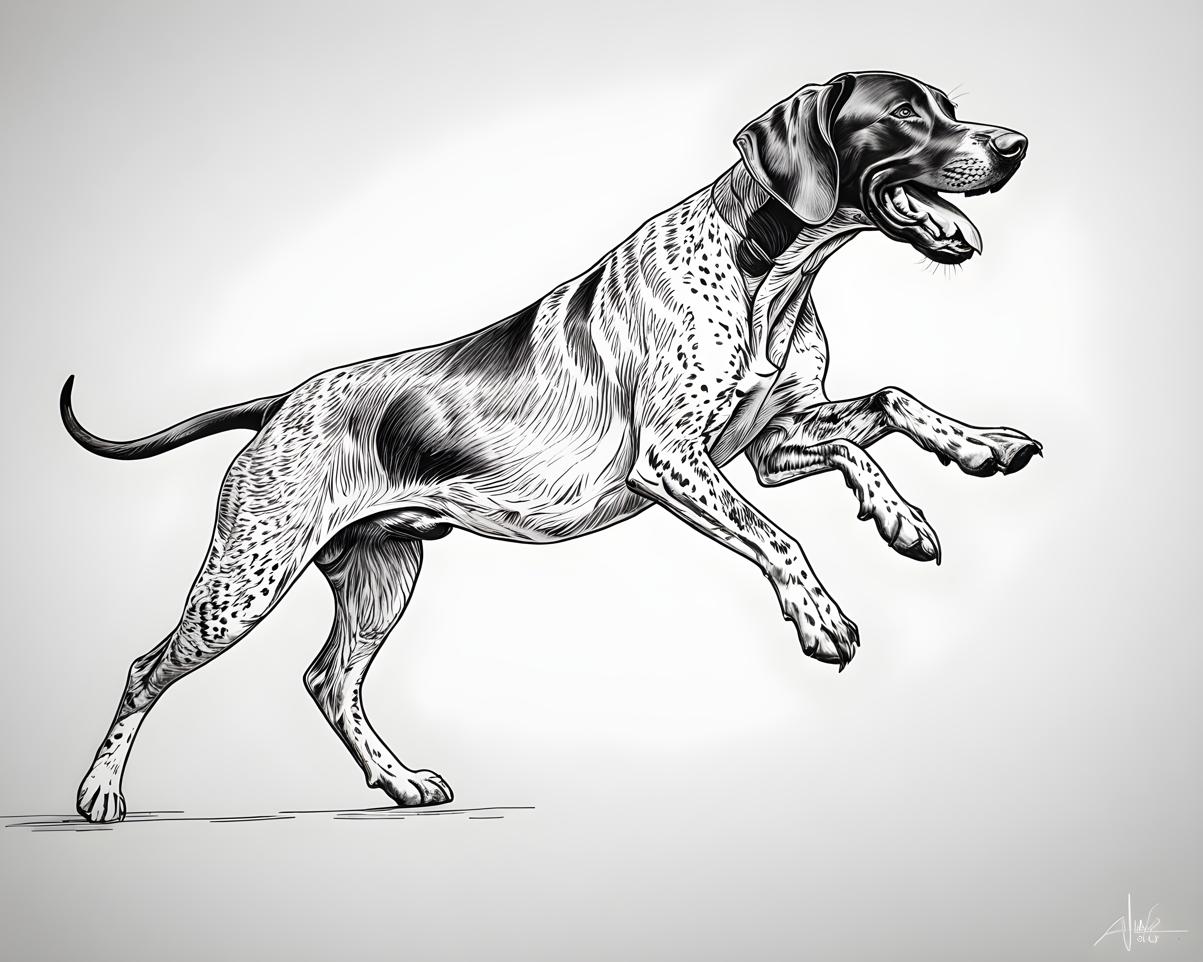 German Shorthaired Pointer — Minimalist Line Art (Happy)