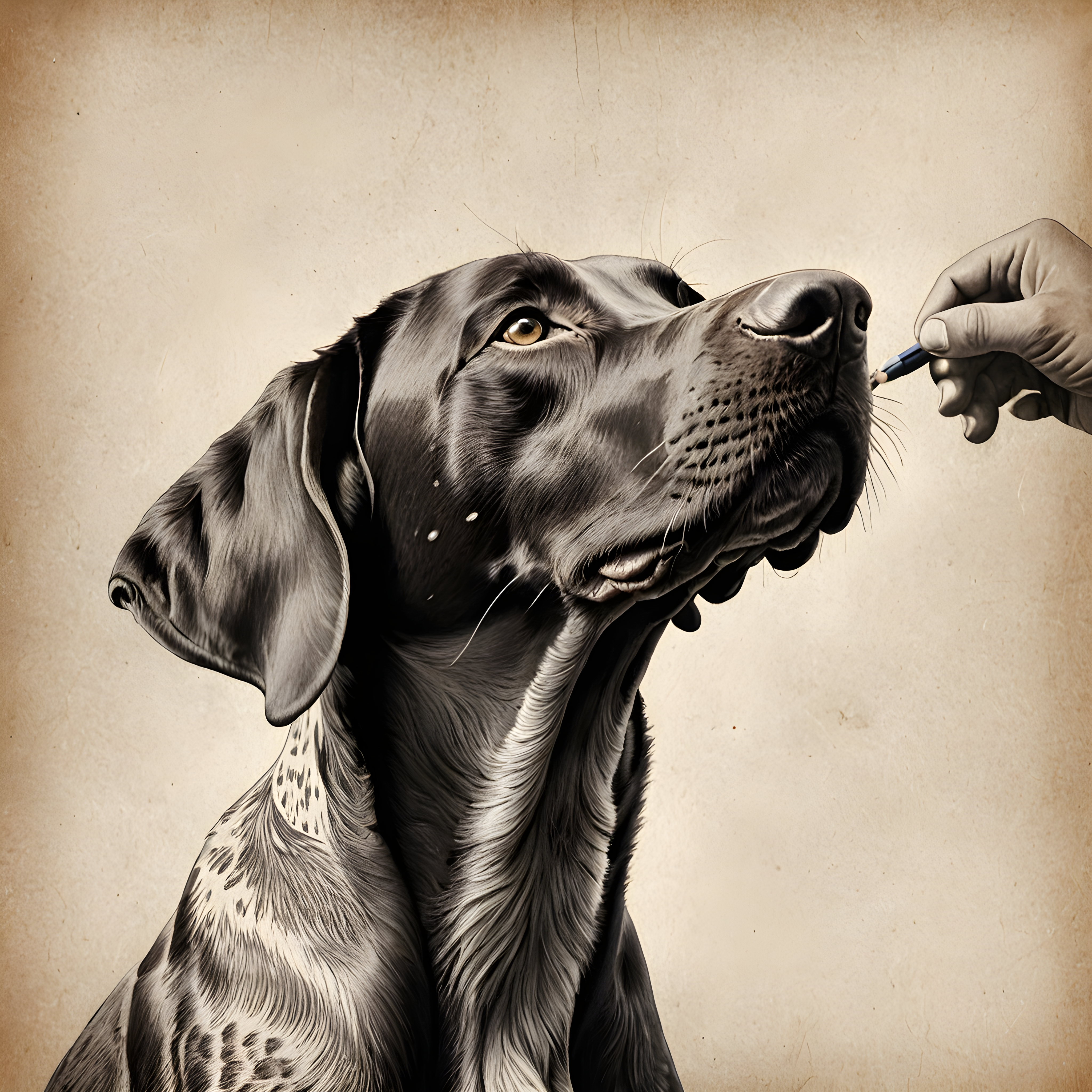 German Shorthaired Pointer — Pencil Sketch (Happy)