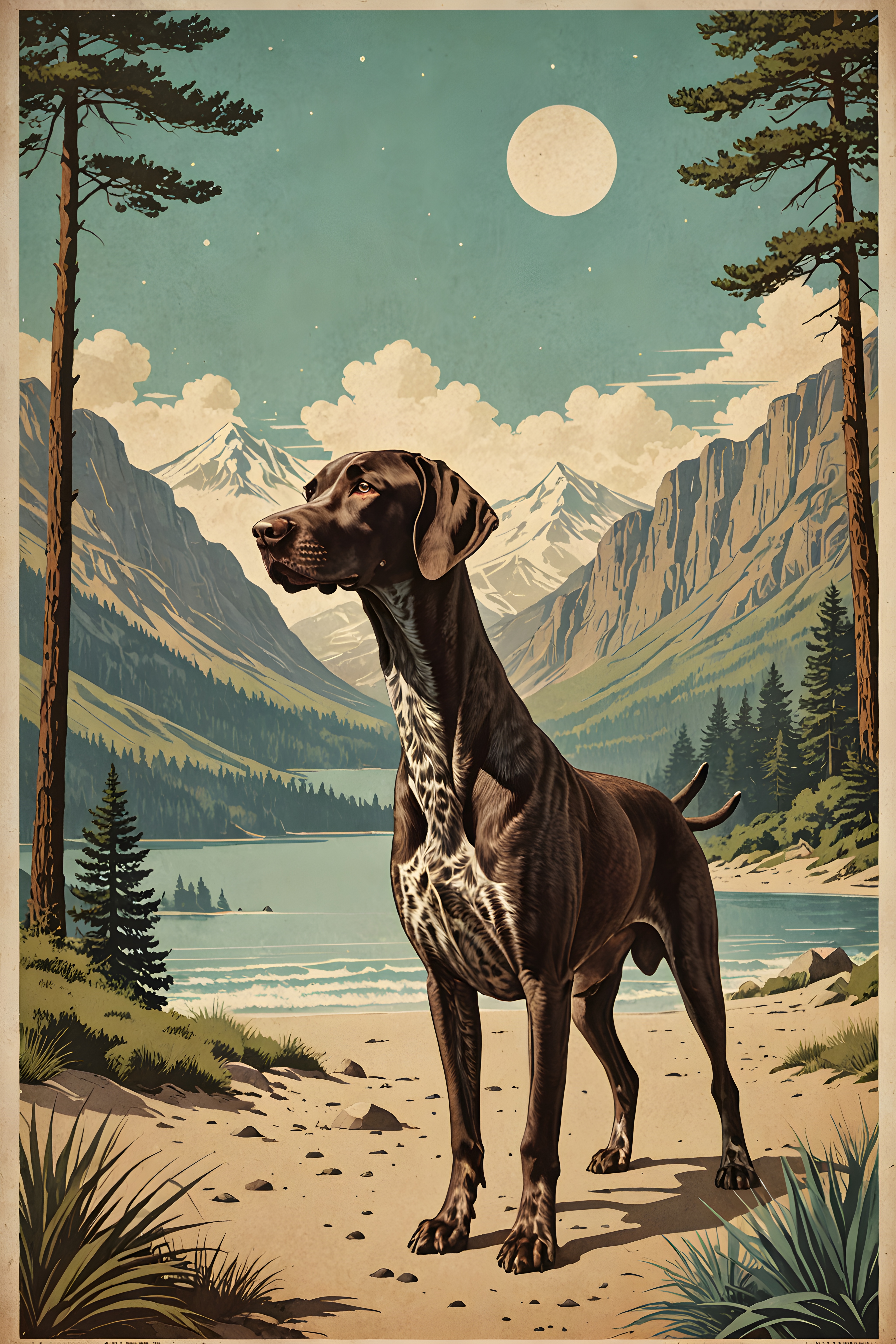 German Shorthaired Pointer — Vintage Poster (Fantasy)