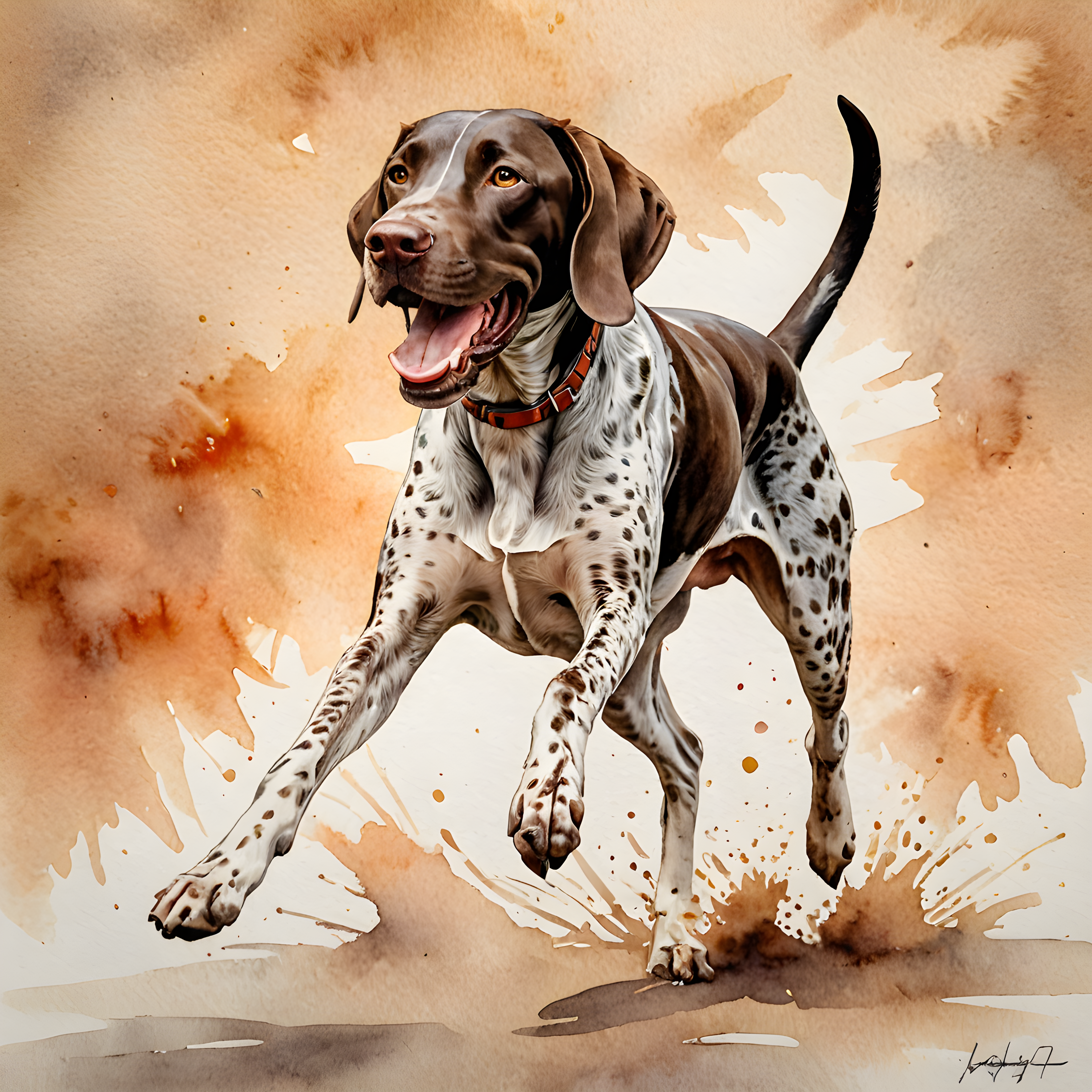 German Shorthaired Pointer — Watercolor (Happy)