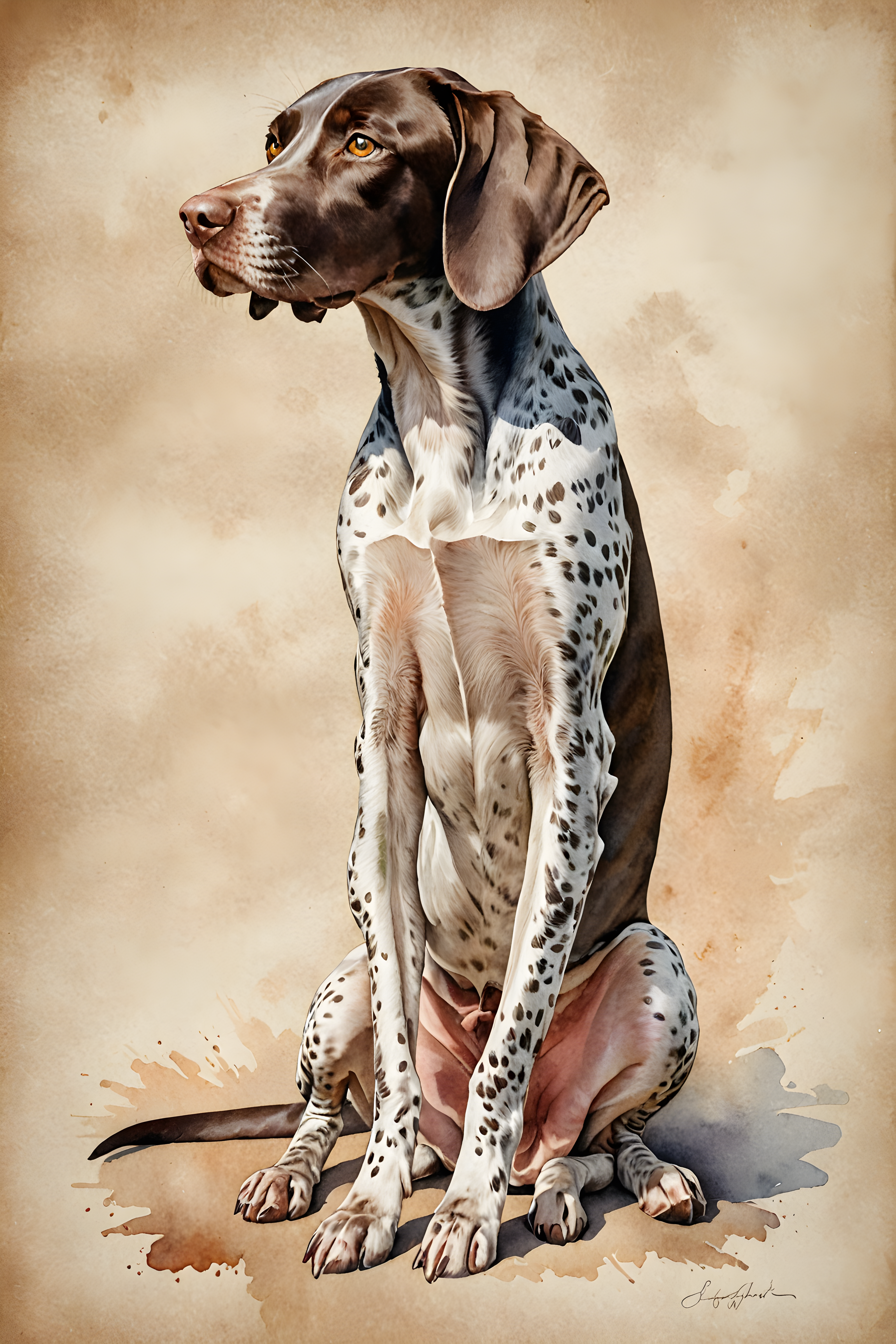 German Shorthaired Pointer — Watercolor (Playful)