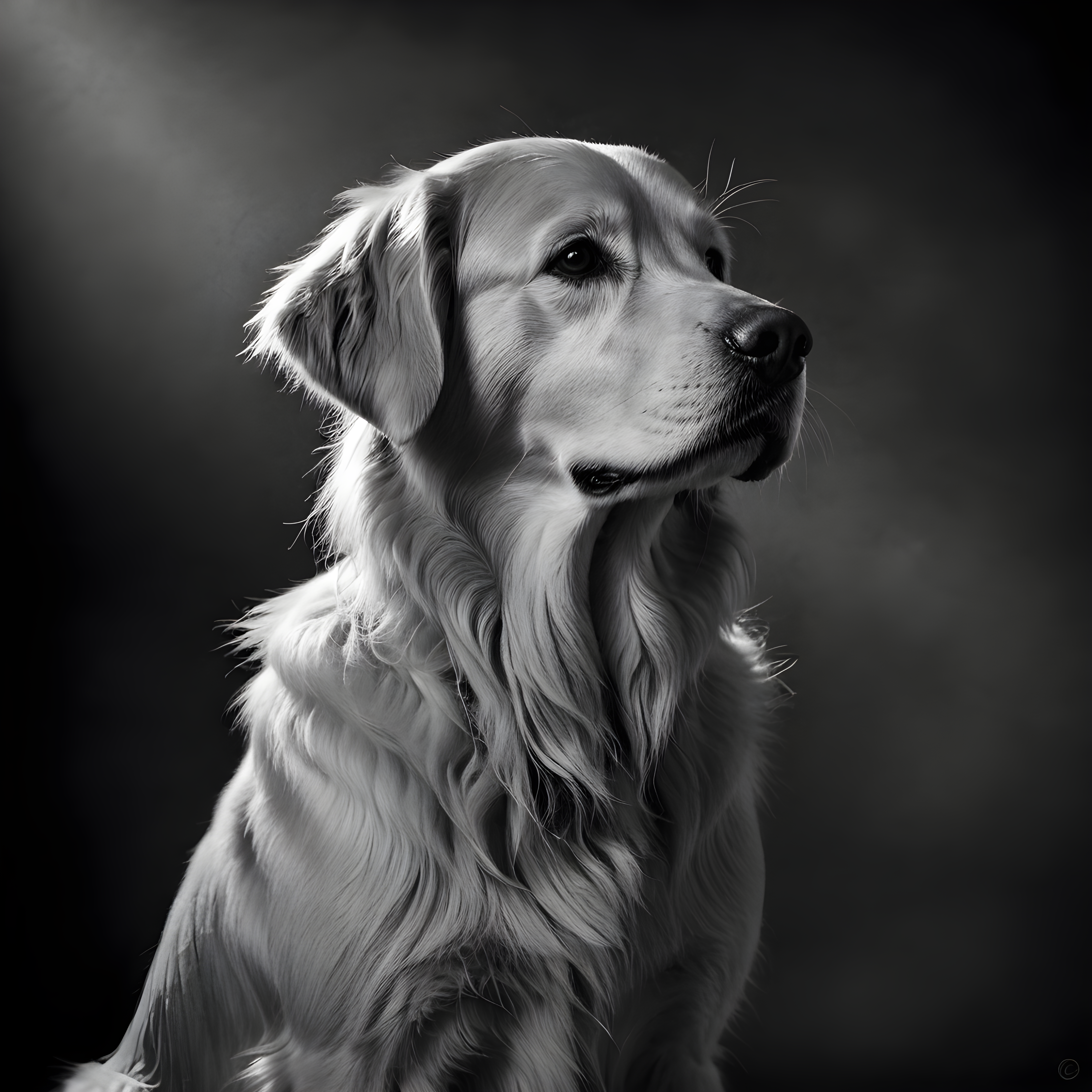 Golden Retriever — Black & White (Emotional)