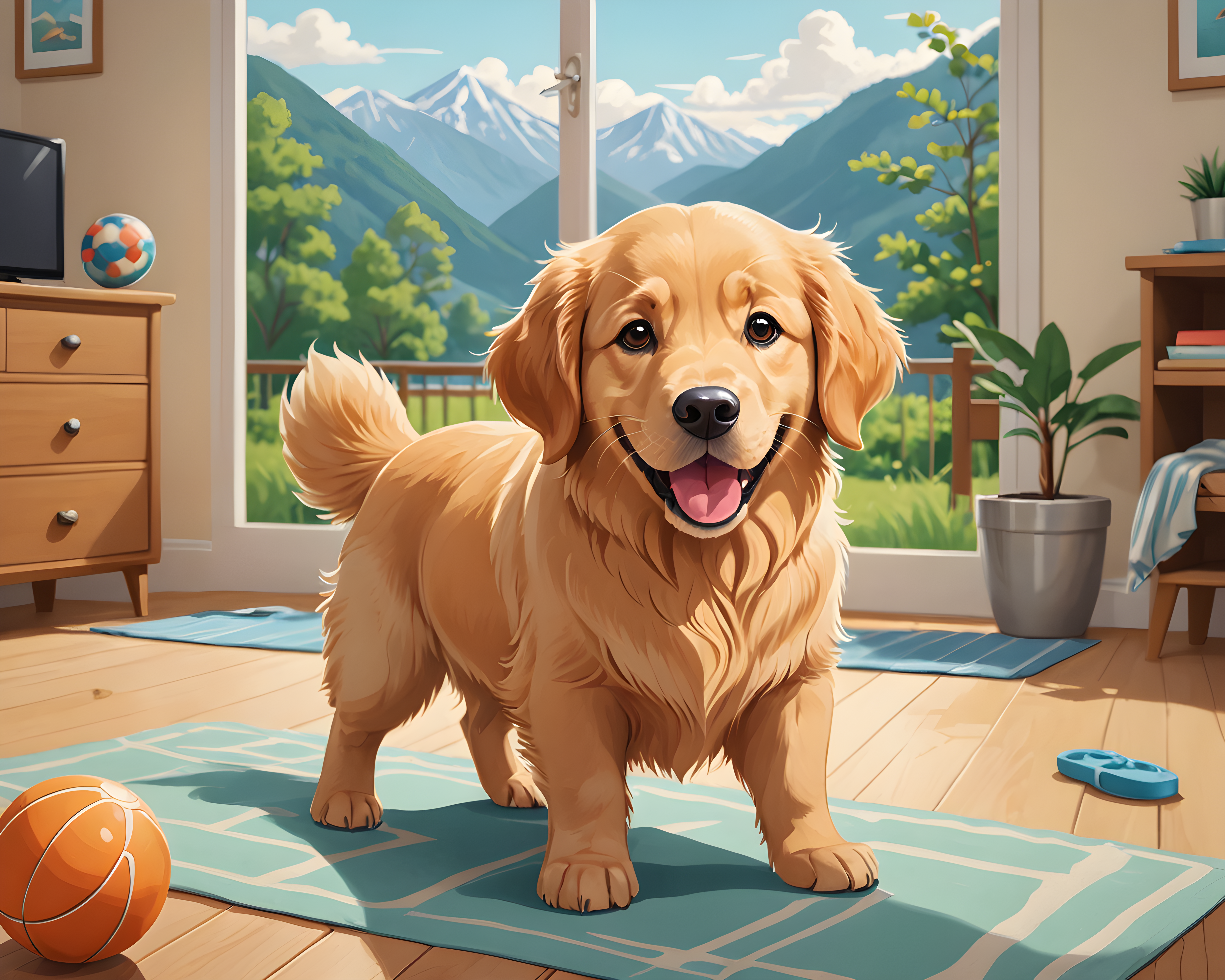 Golden Retriever — Cartoon / Kawaii (Playful)