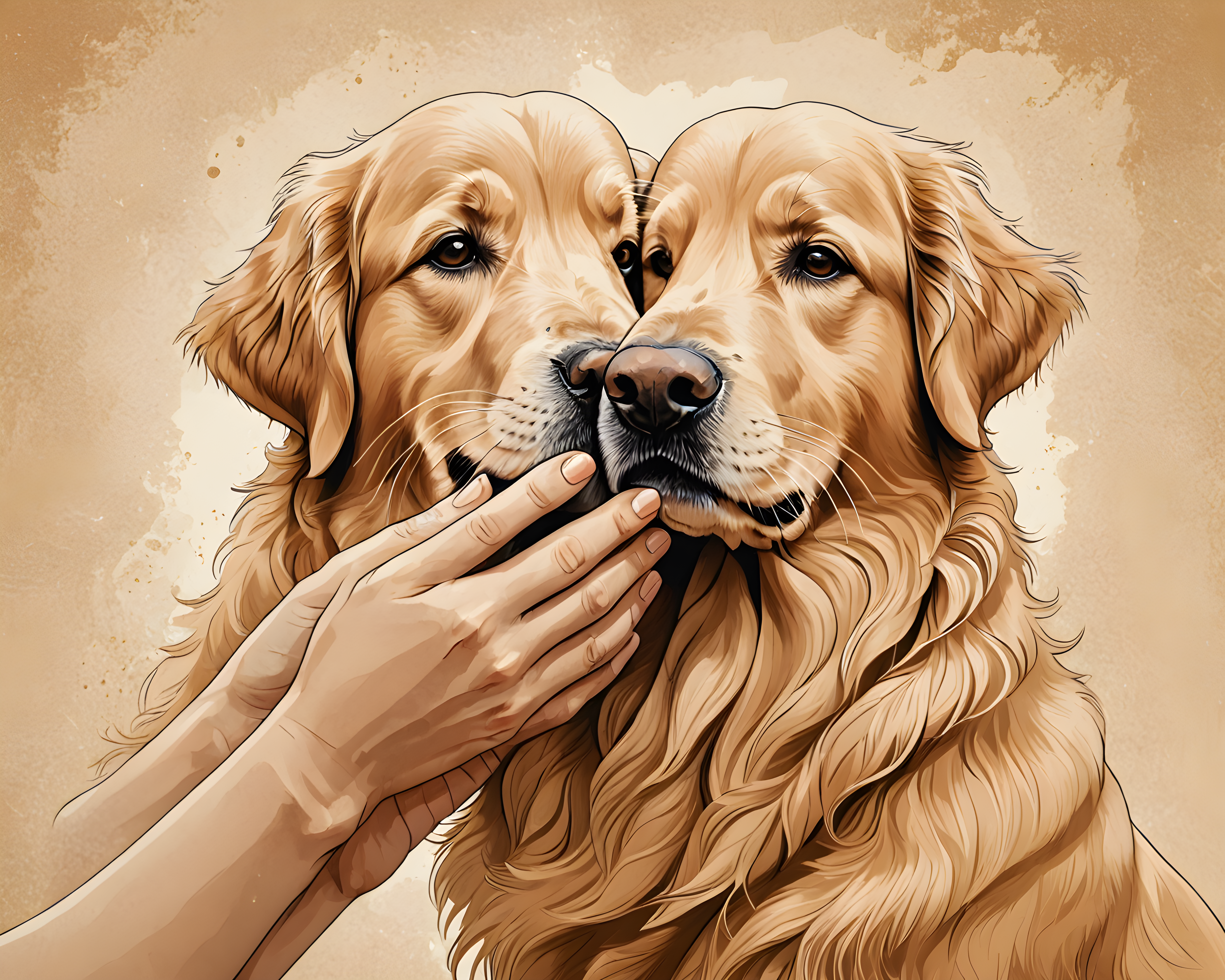 Golden Retriever — Line Art (Romantic)