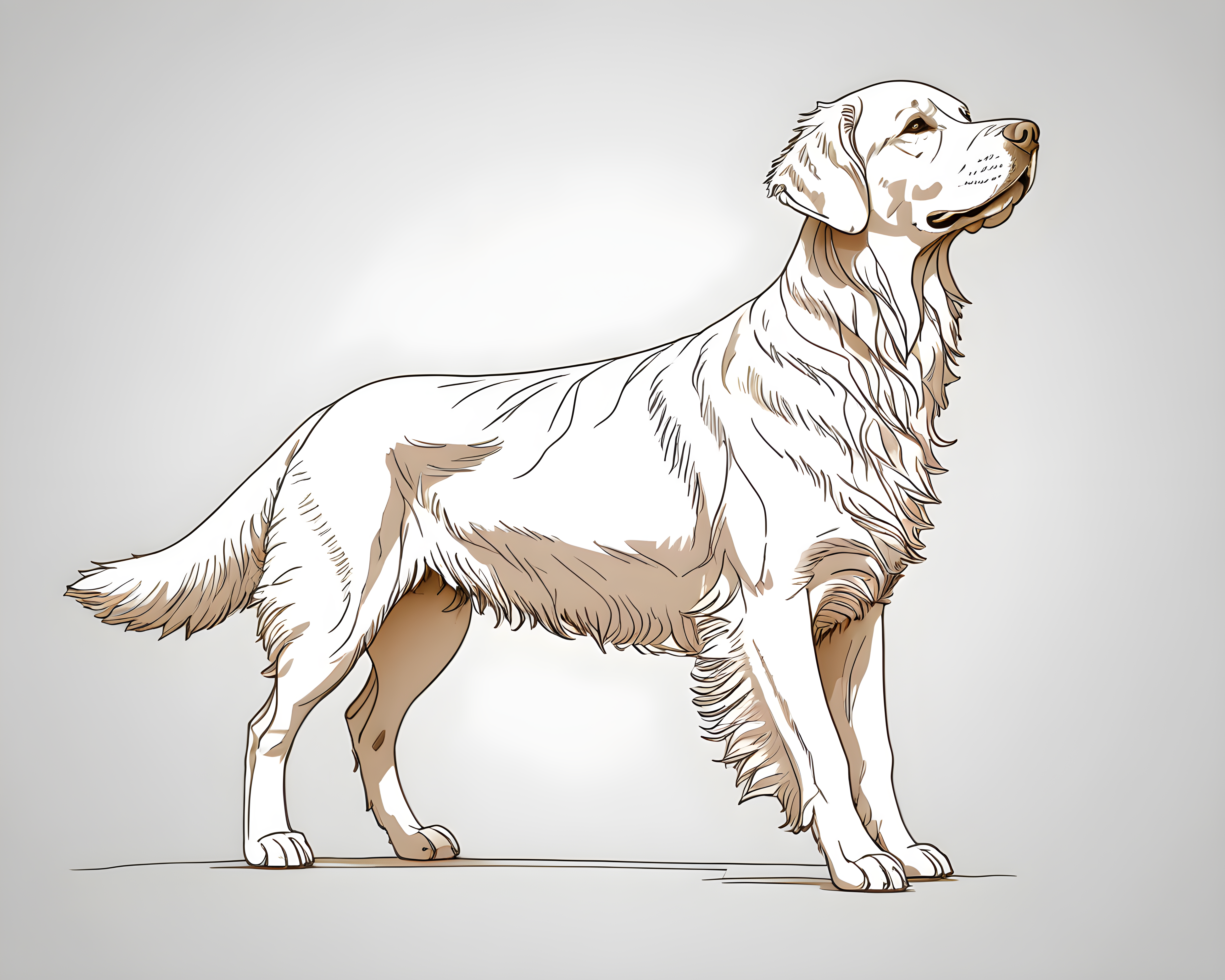 Golden Retriever — Minimalist Line Art (Energetic)