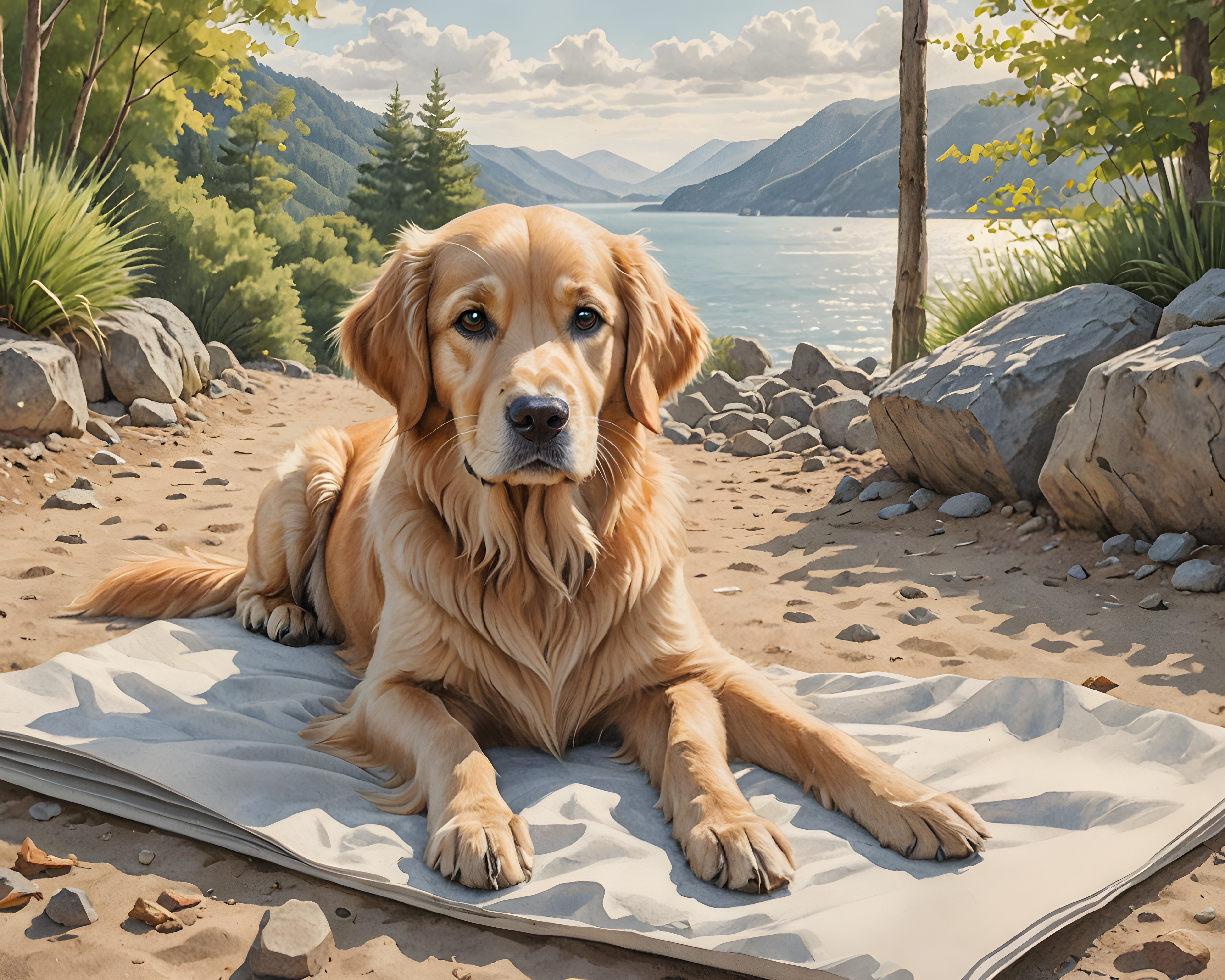 Golden Retriever — Pencil Sketch (Cute)