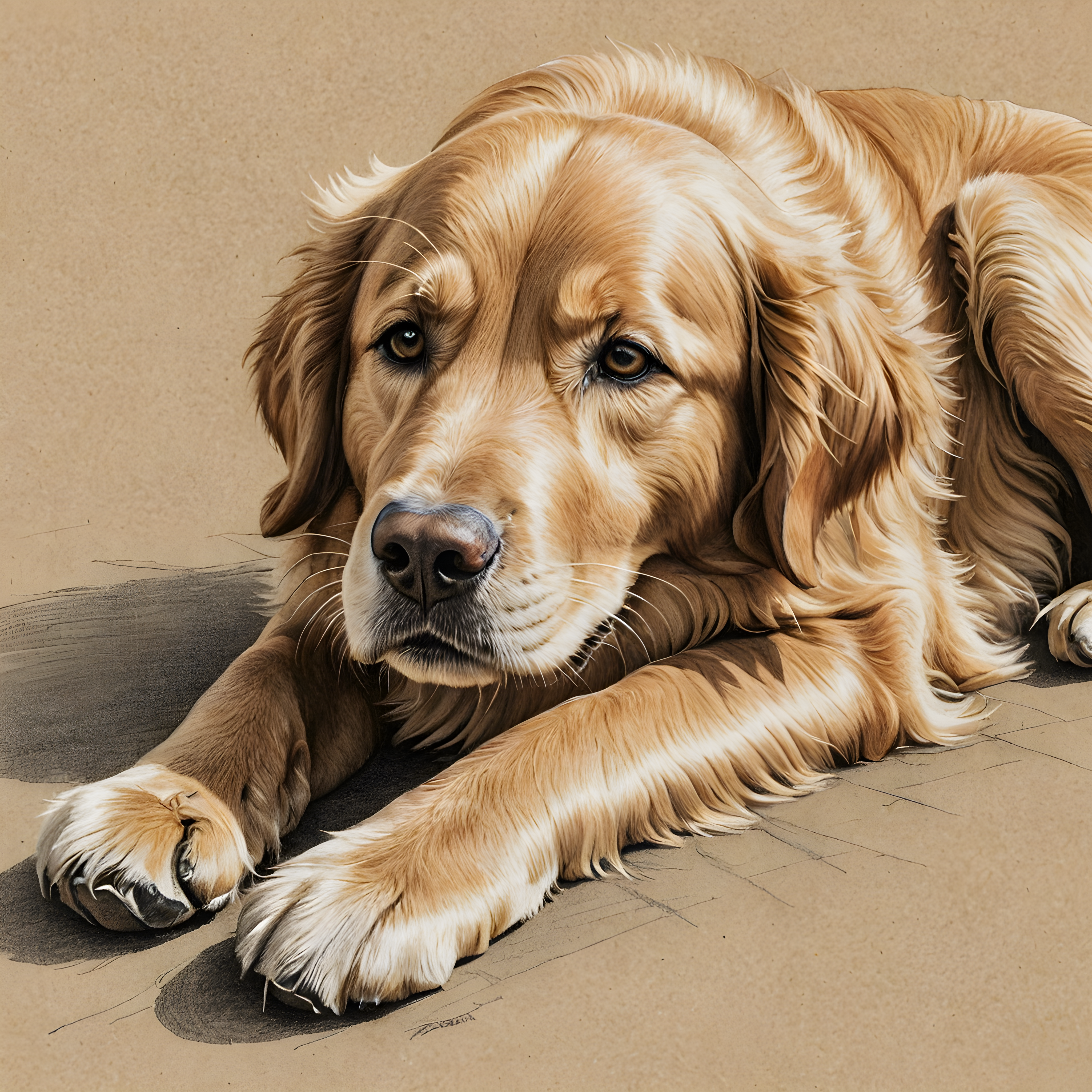 Golden Retriever — Pencil Sketch (Energetic)