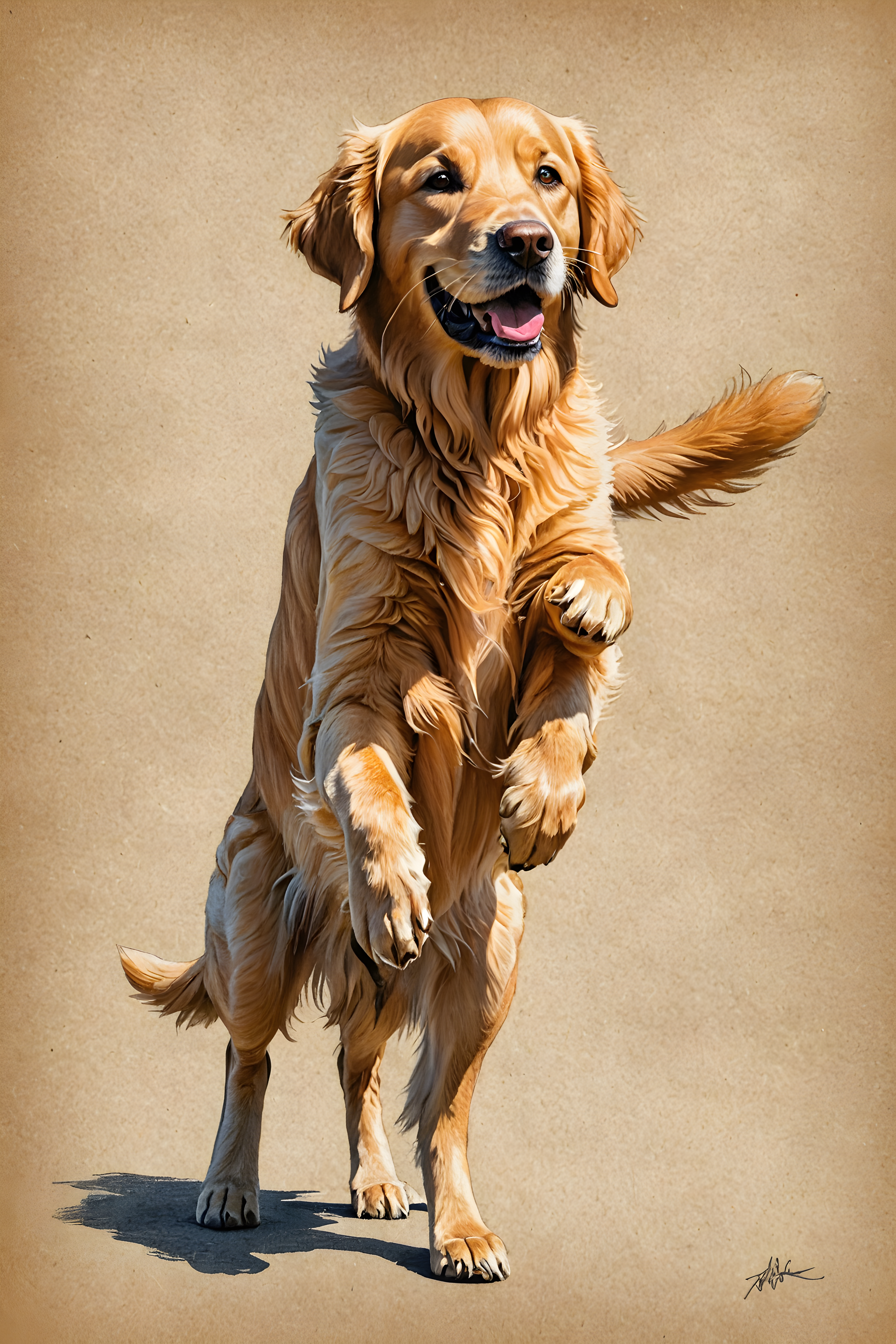 Golden Retriever — Pencil Sketch (Energetic)