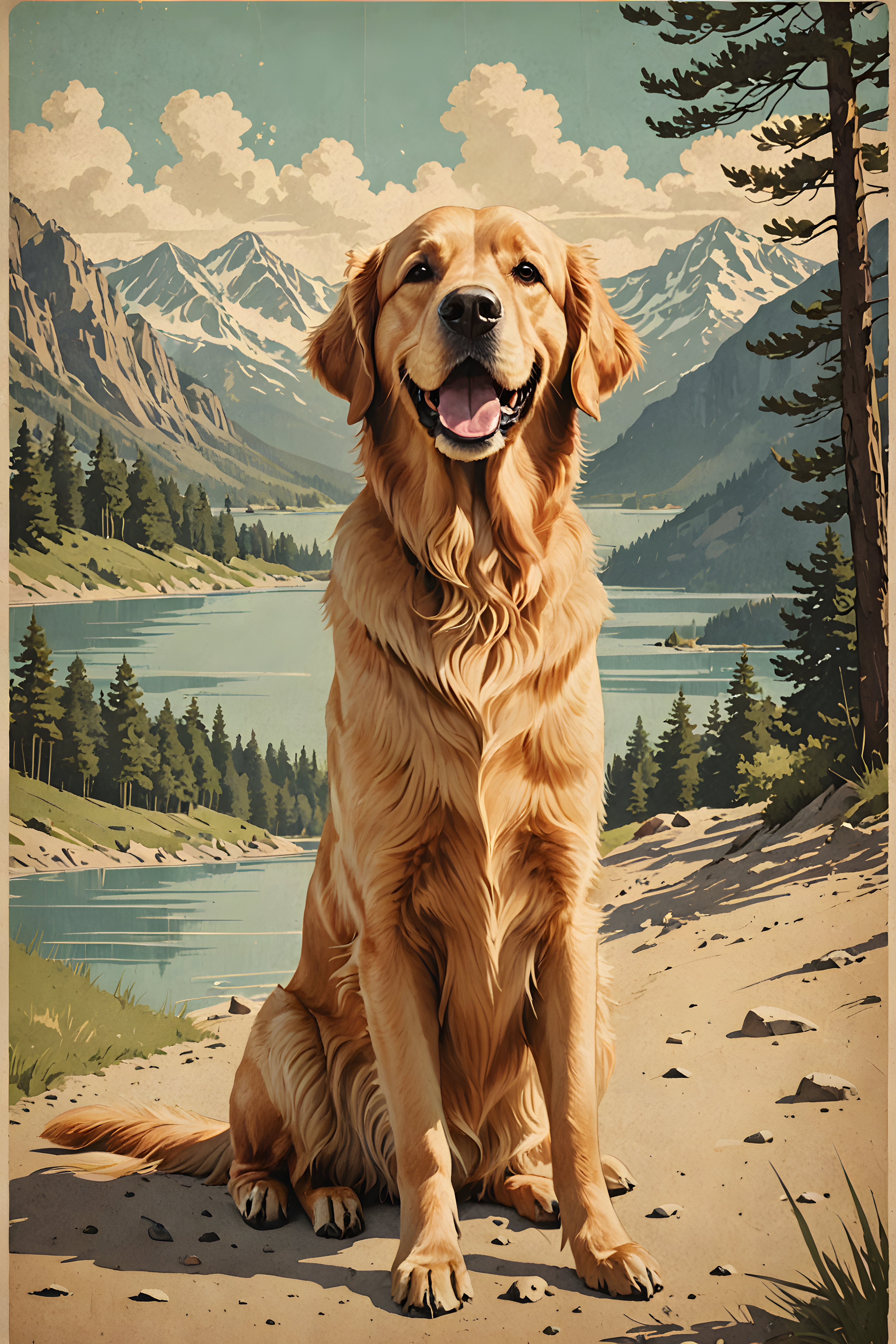 Golden Retriever — Vintage Poster (Funny)