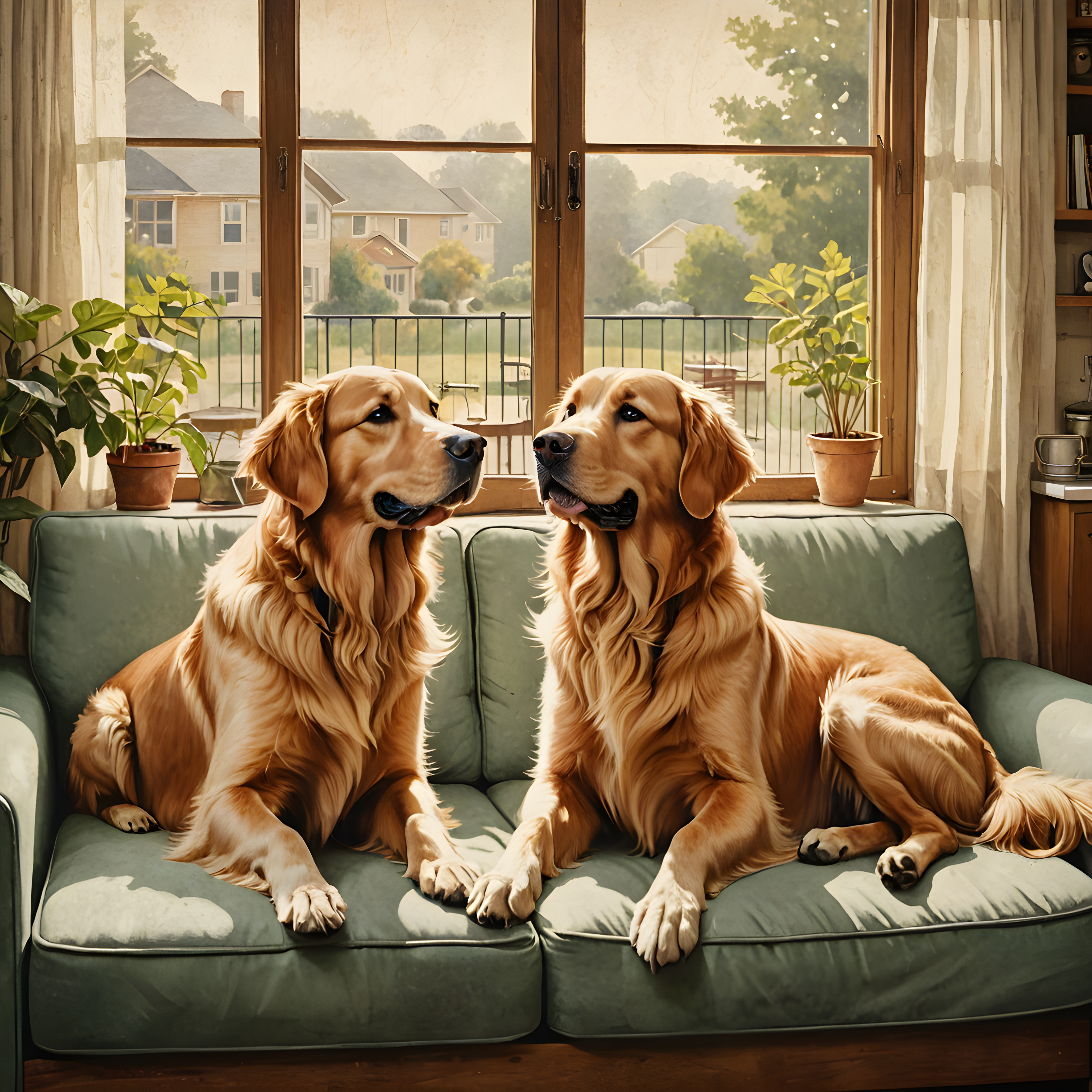 Golden Retriever — Vintage Poster (Lifestyle)