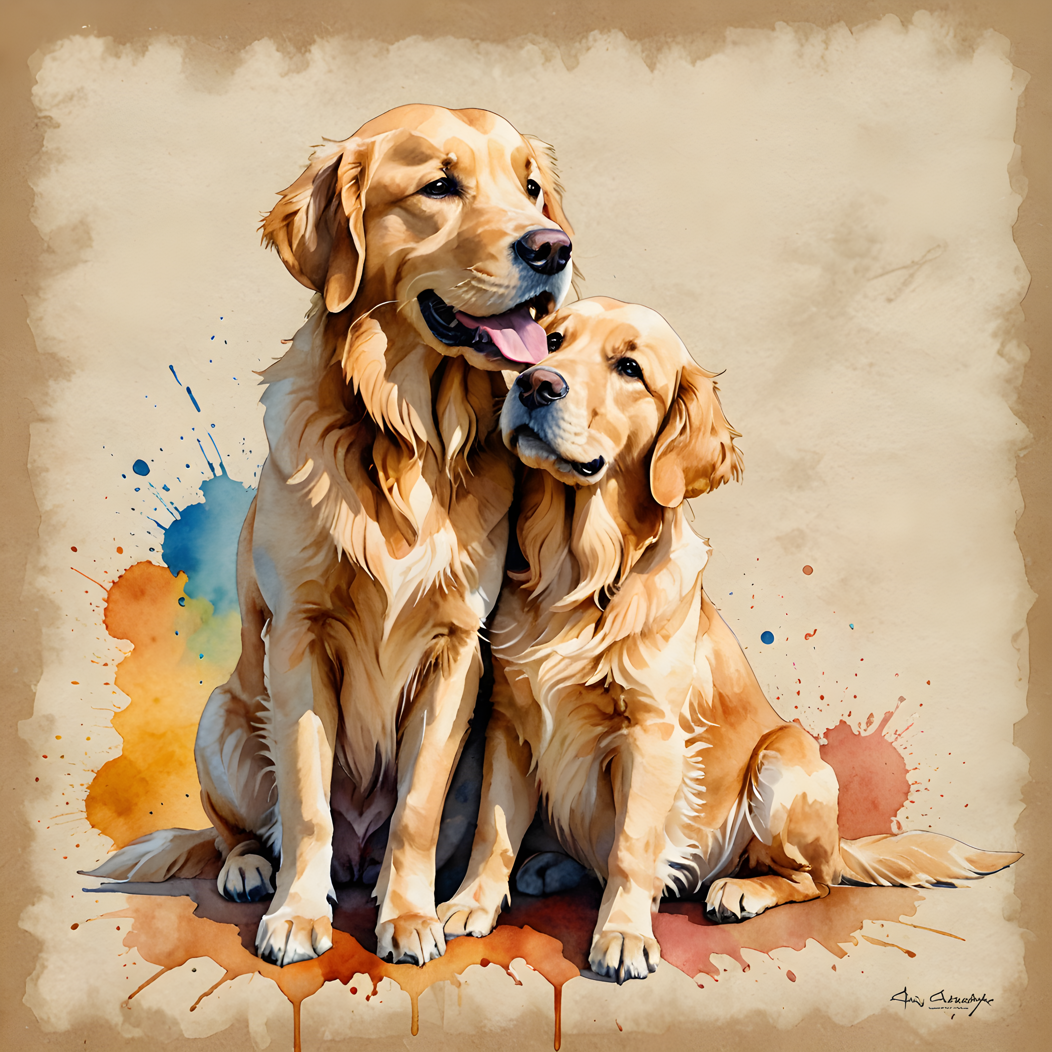 Golden Retriever — Watercolor (Funny)