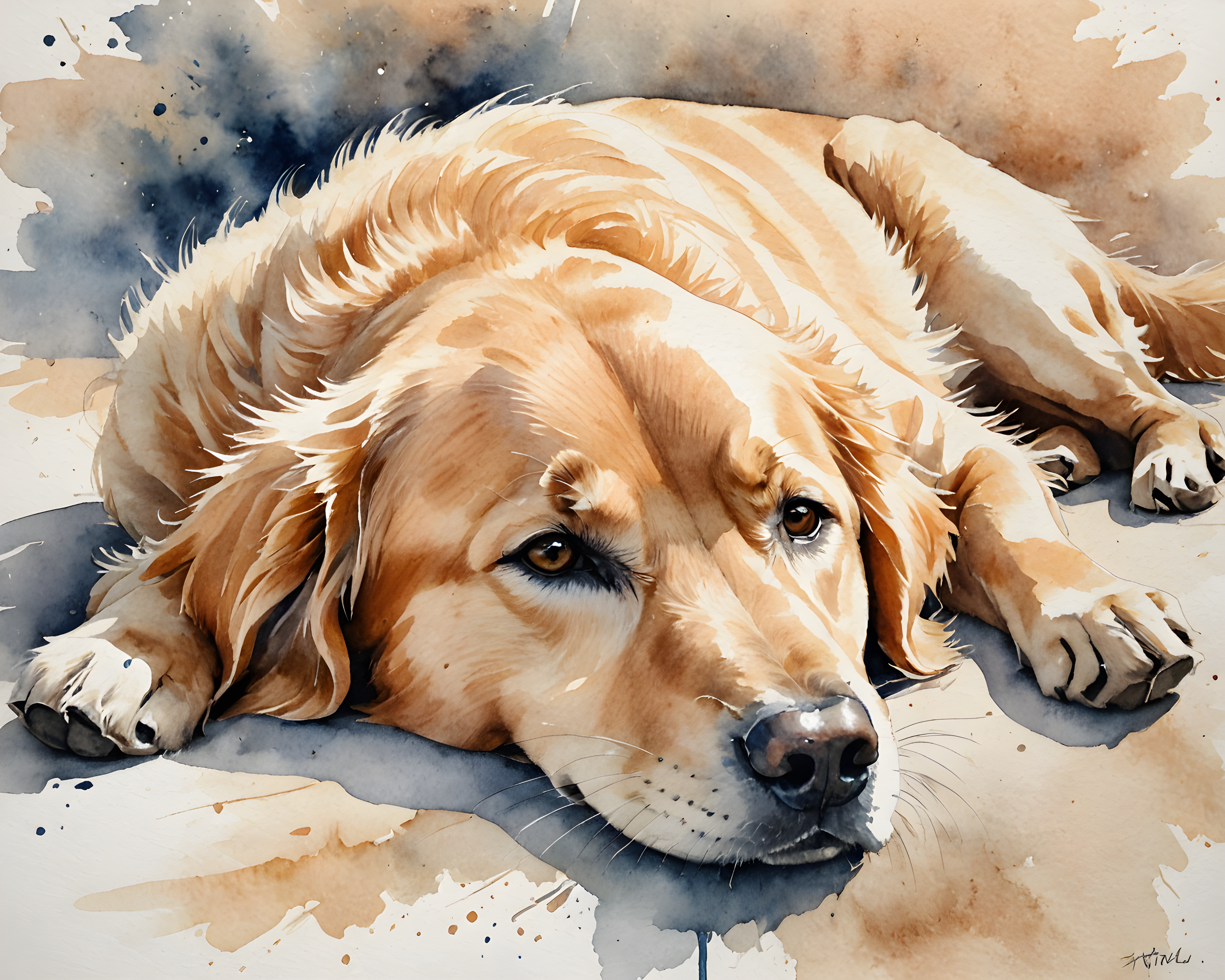 Golden Retriever — Watercolor (Playful)