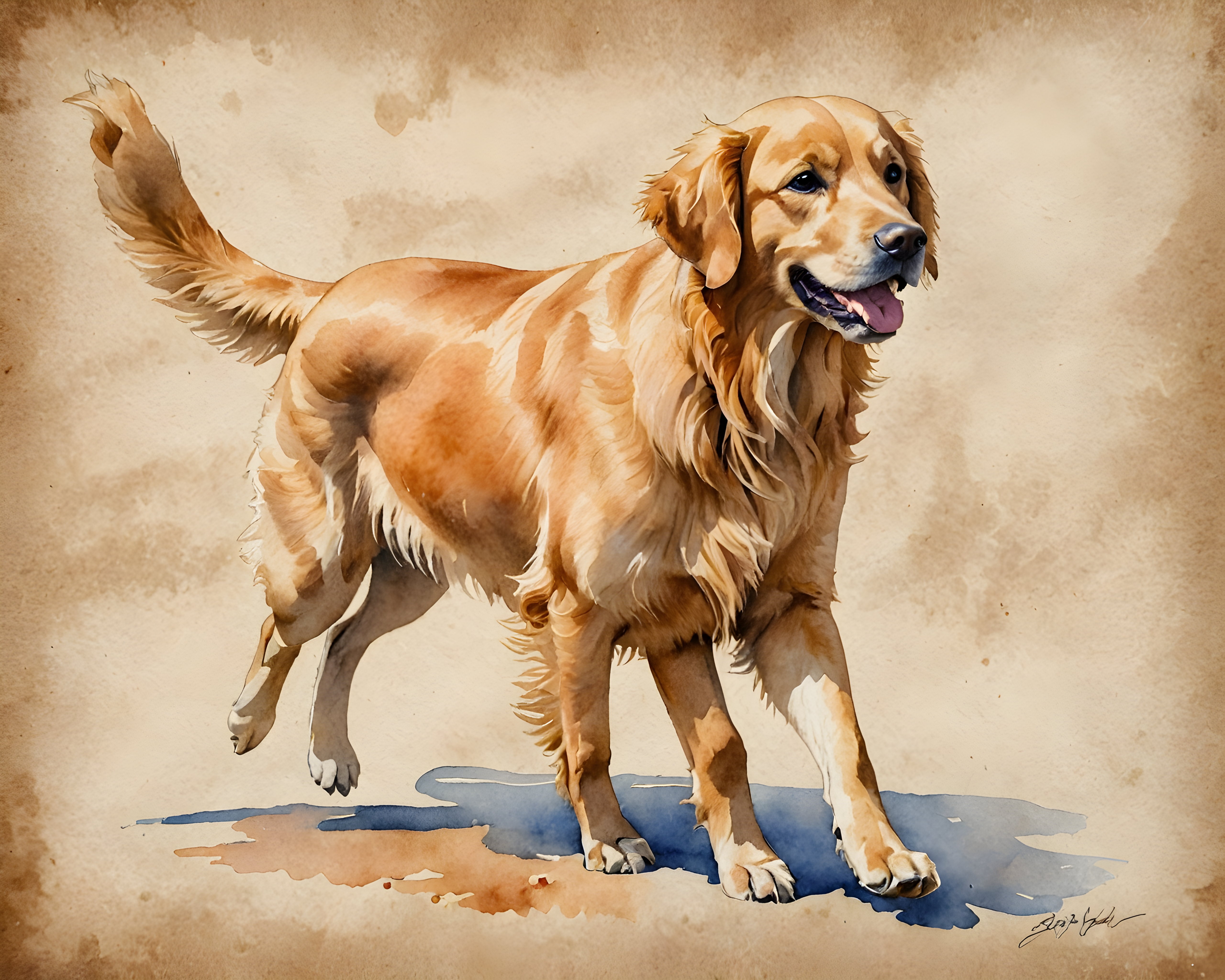 Golden Retriever — Watercolor (Playful)