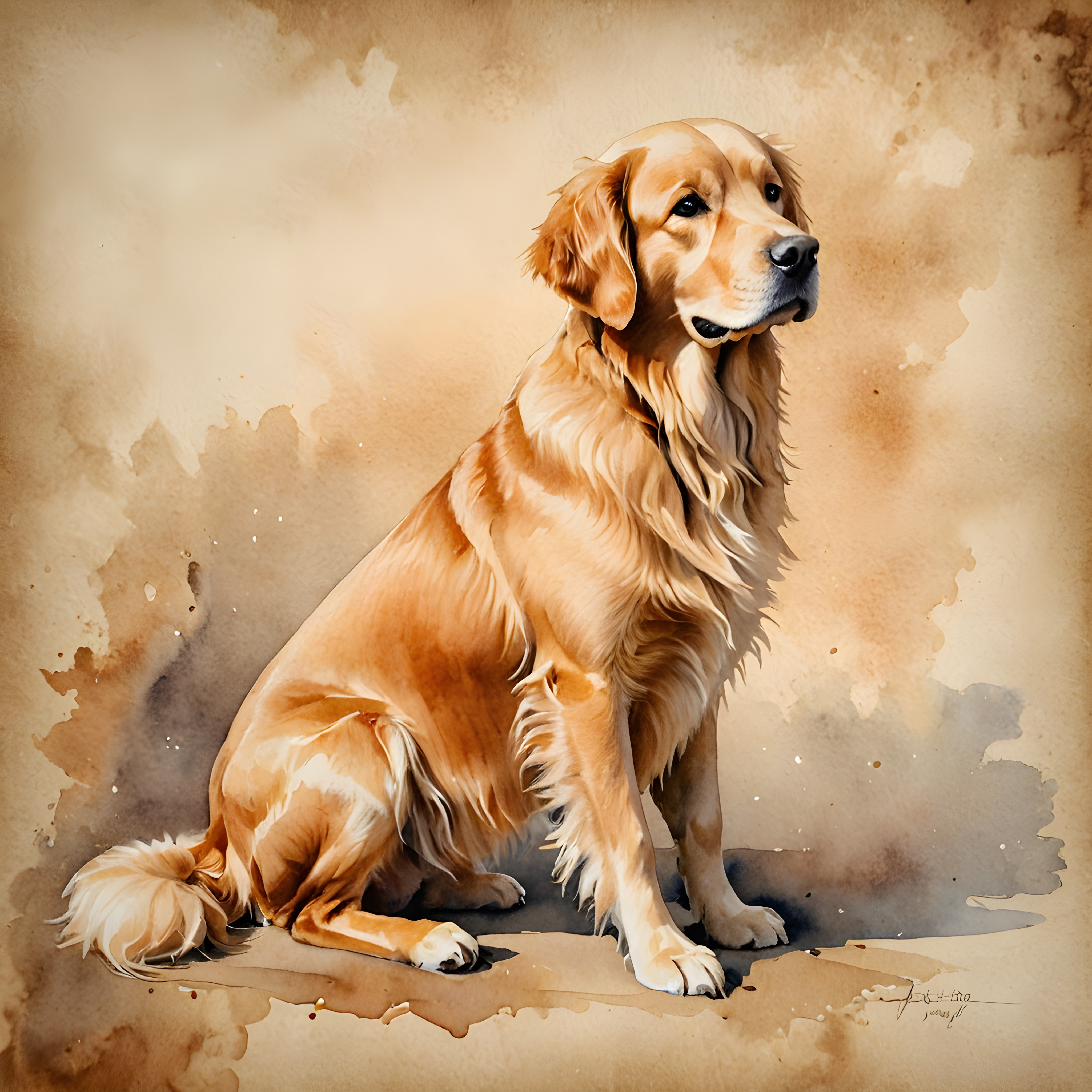 Golden Retriever — Watercolor (Romantic)
