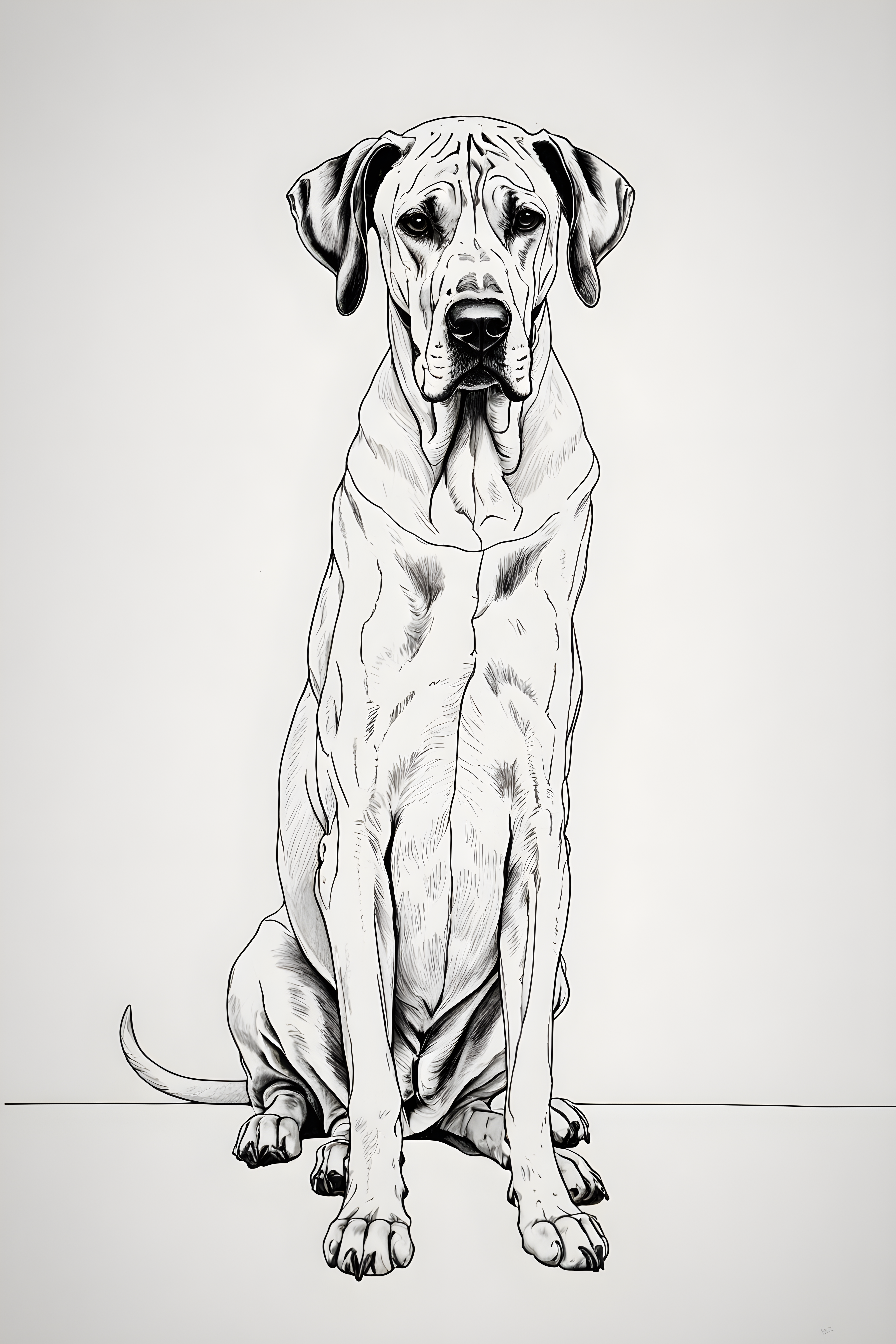 Great Dane — Minimalist Line Art (Emotional)