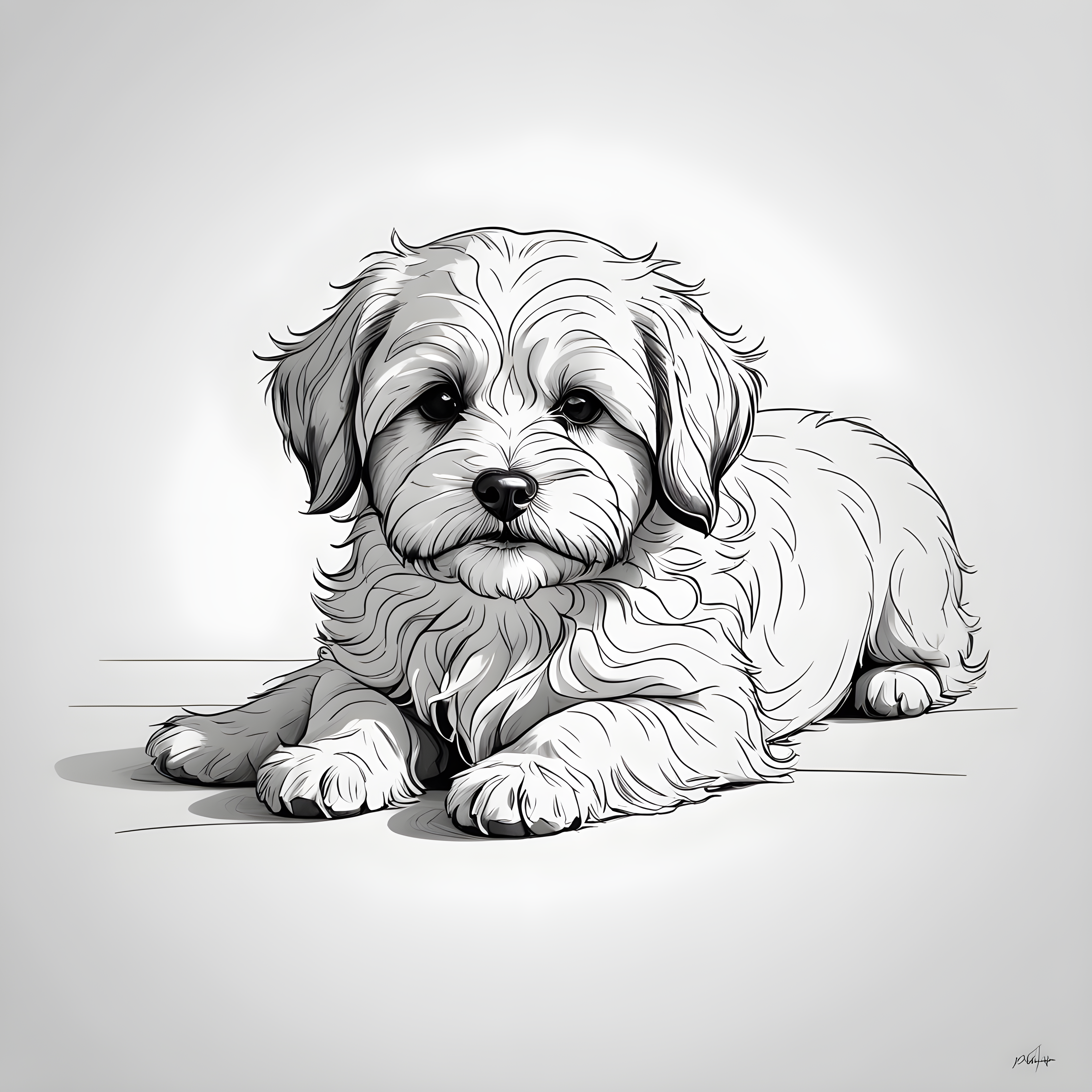 Havanese — Minimalist Line Art (Sleepy)