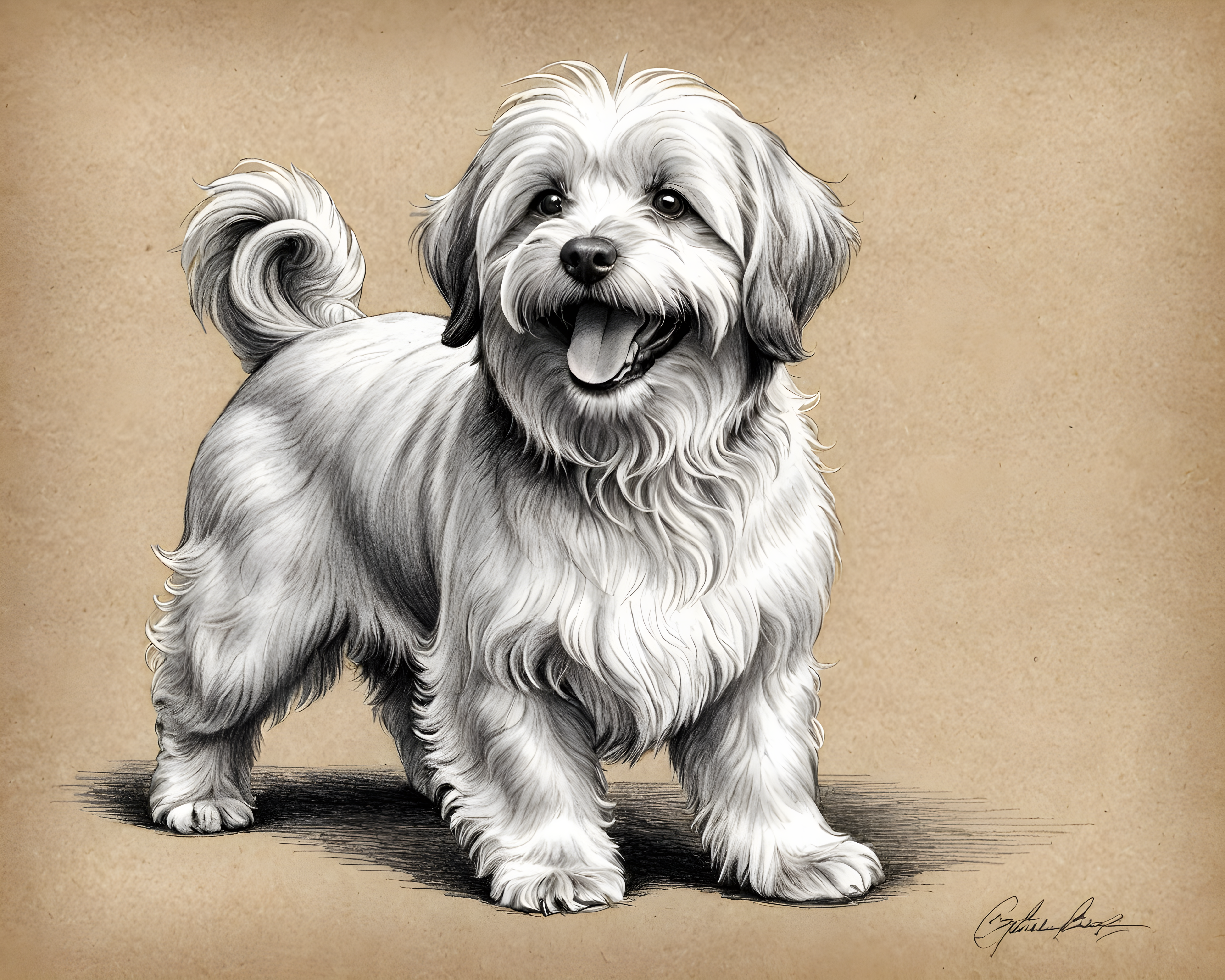 Havanese — Pencil Sketch (Happy)