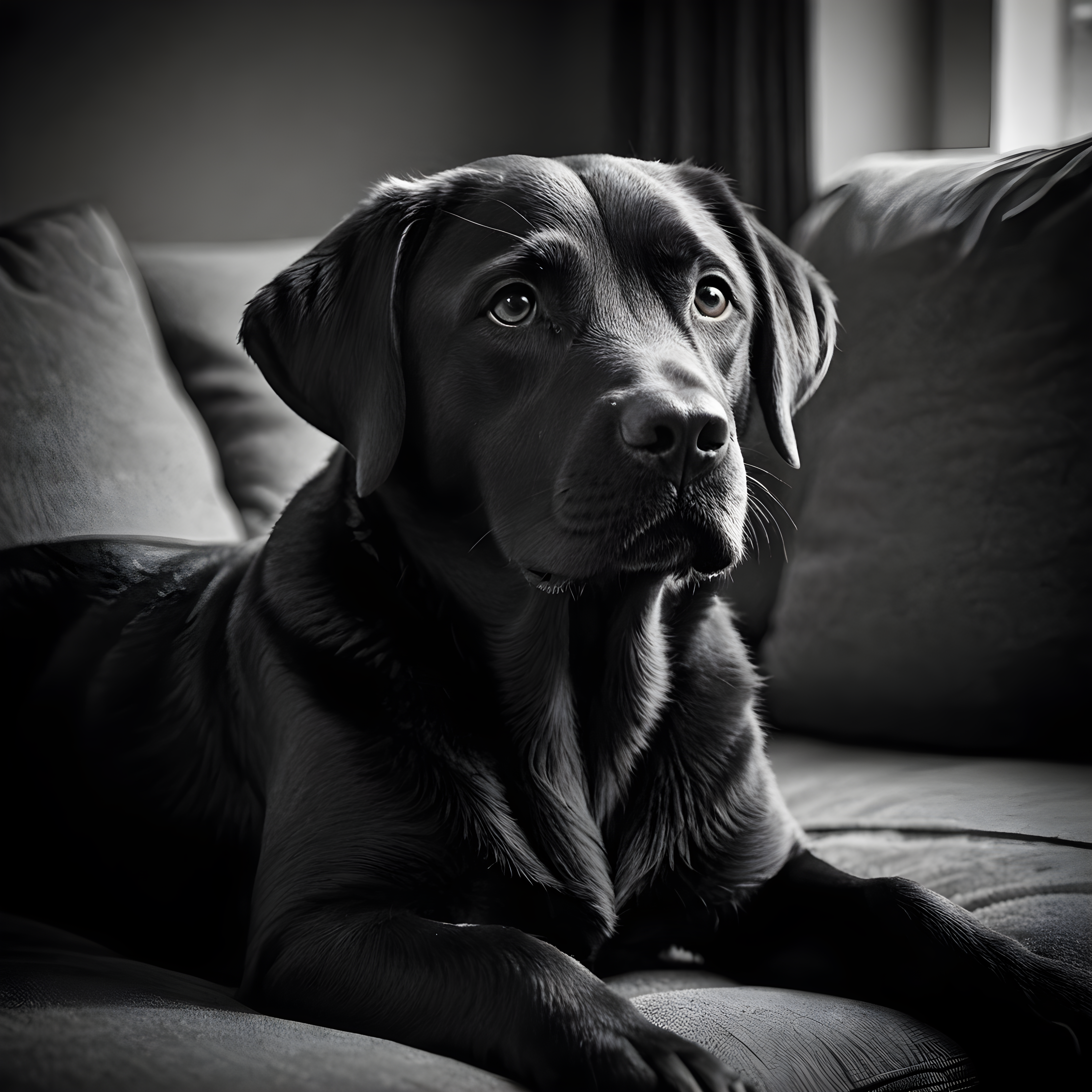 Labrador Retriever — Black & White (Sleepy)