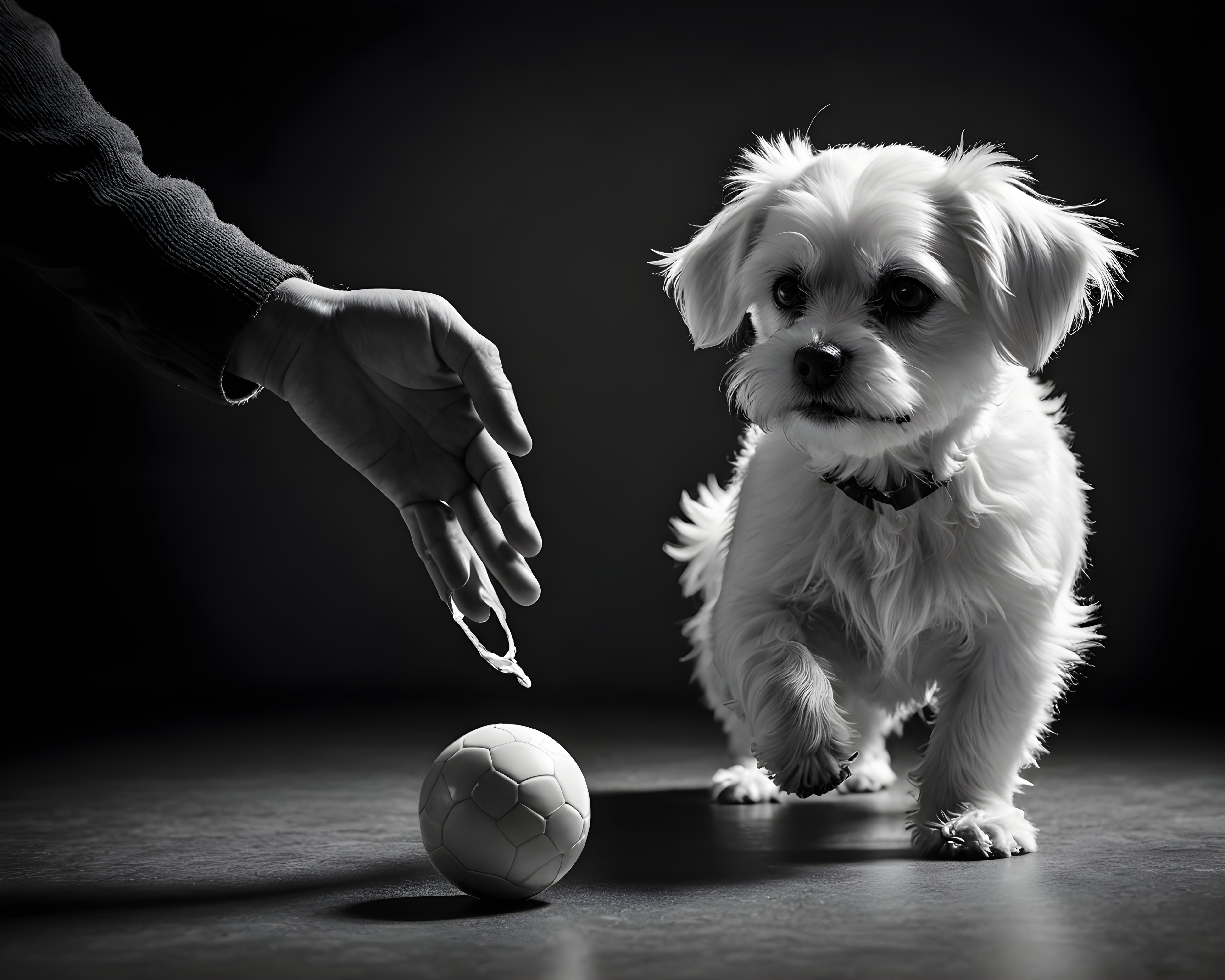 Maltese — Black & White (Playful)