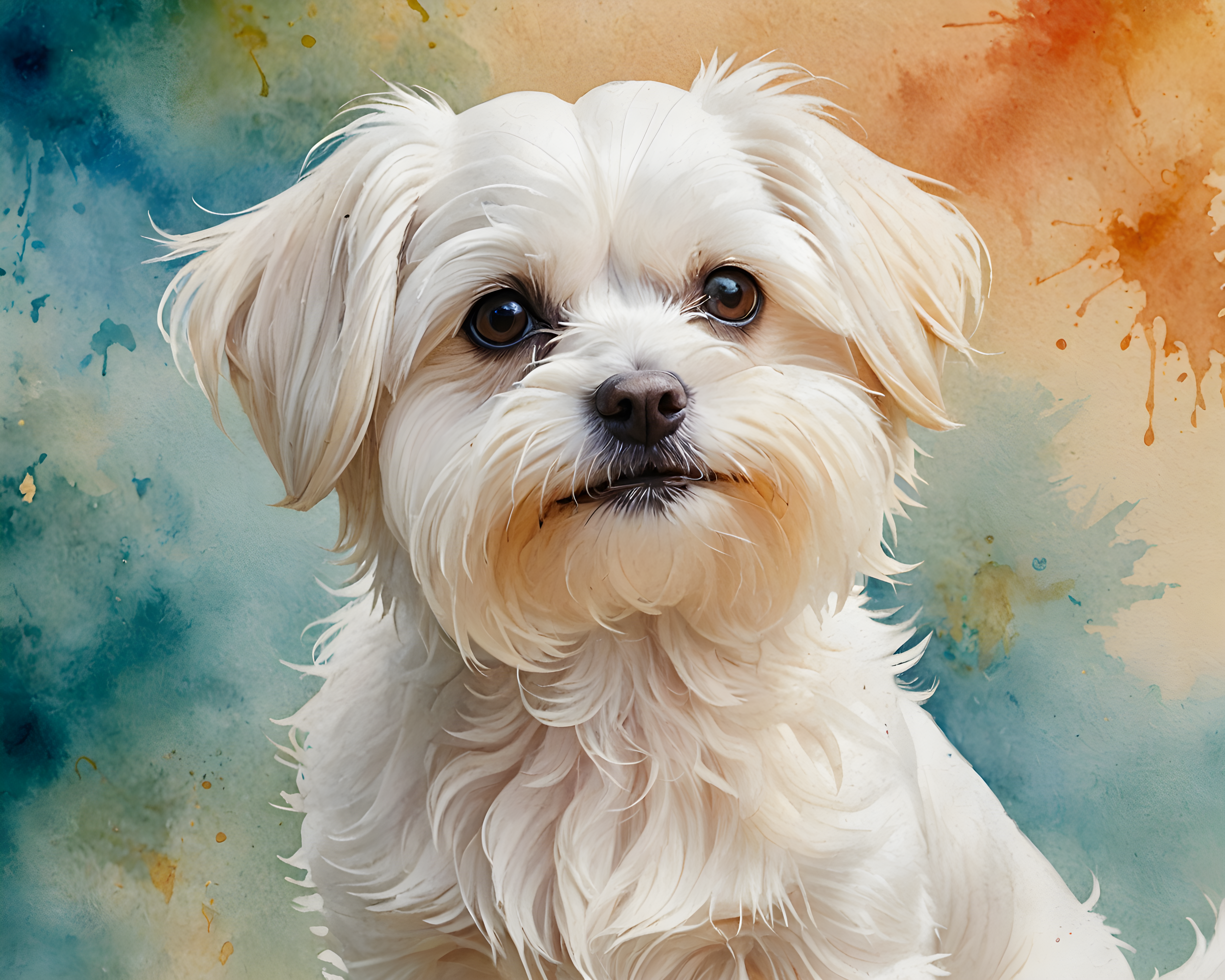 Maltese — Watercolor (Energetic)