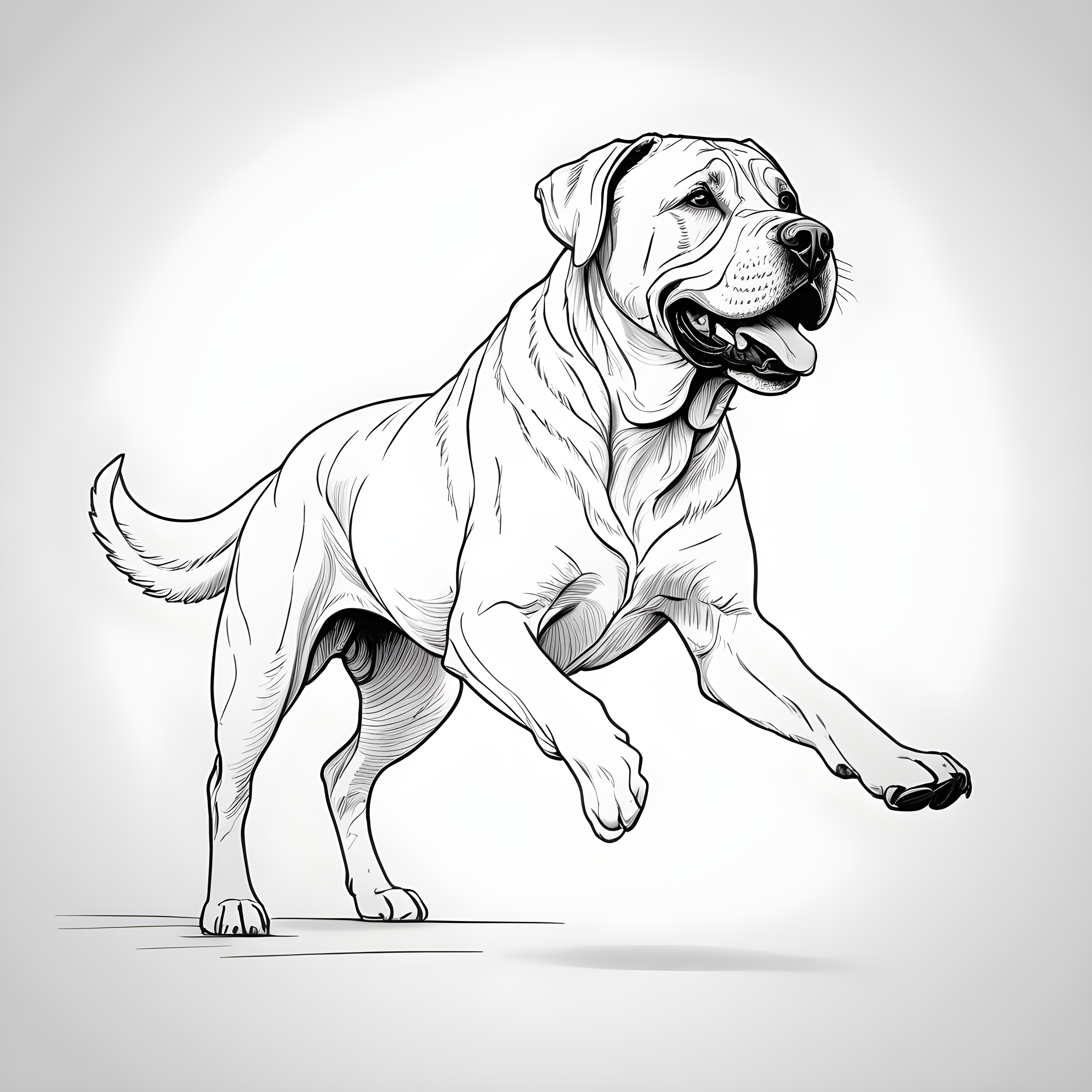 Mastiff — Minimalist Line Art (Happy)