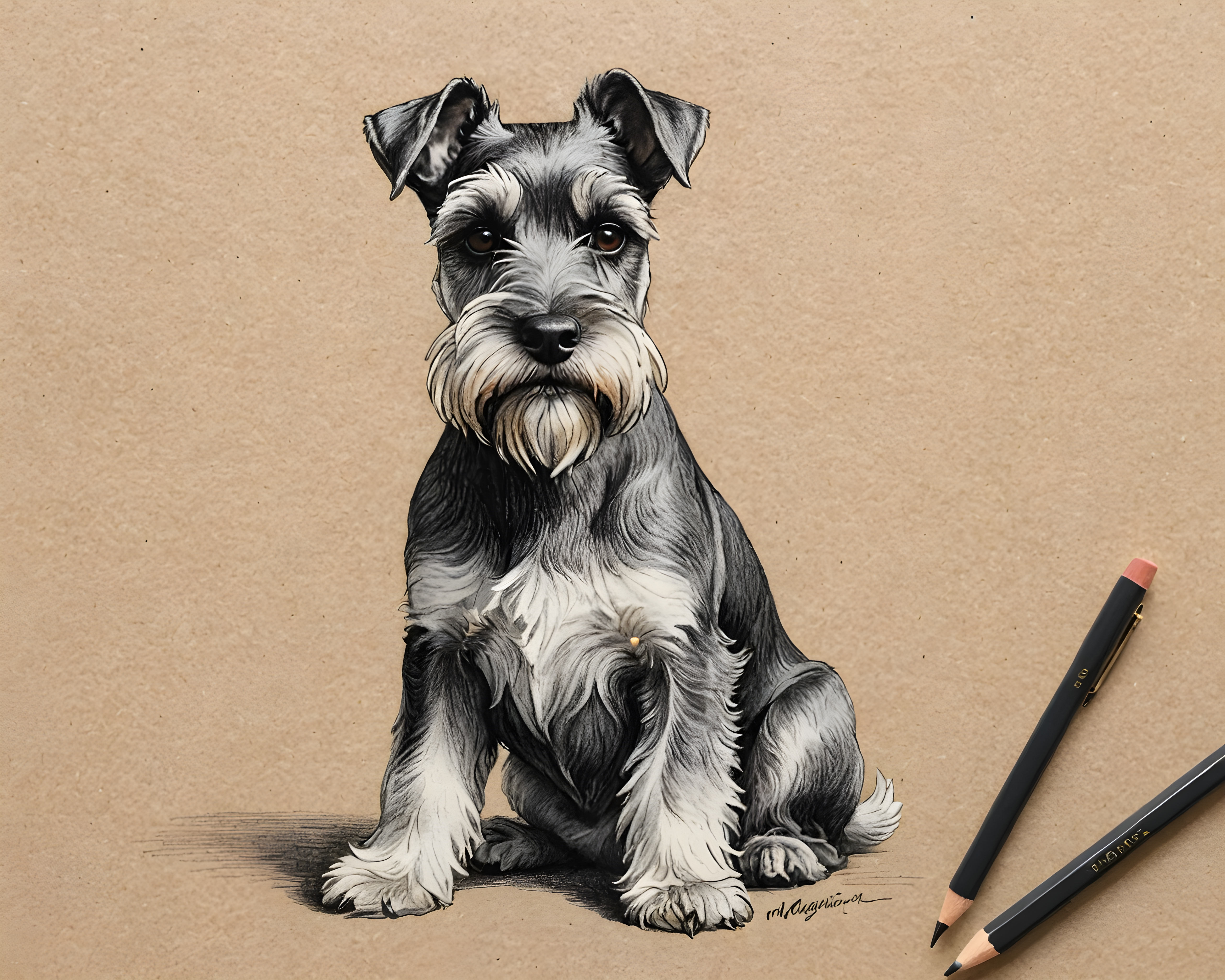 Miniature Schnauzer — Pencil Sketch (Aesthetic)